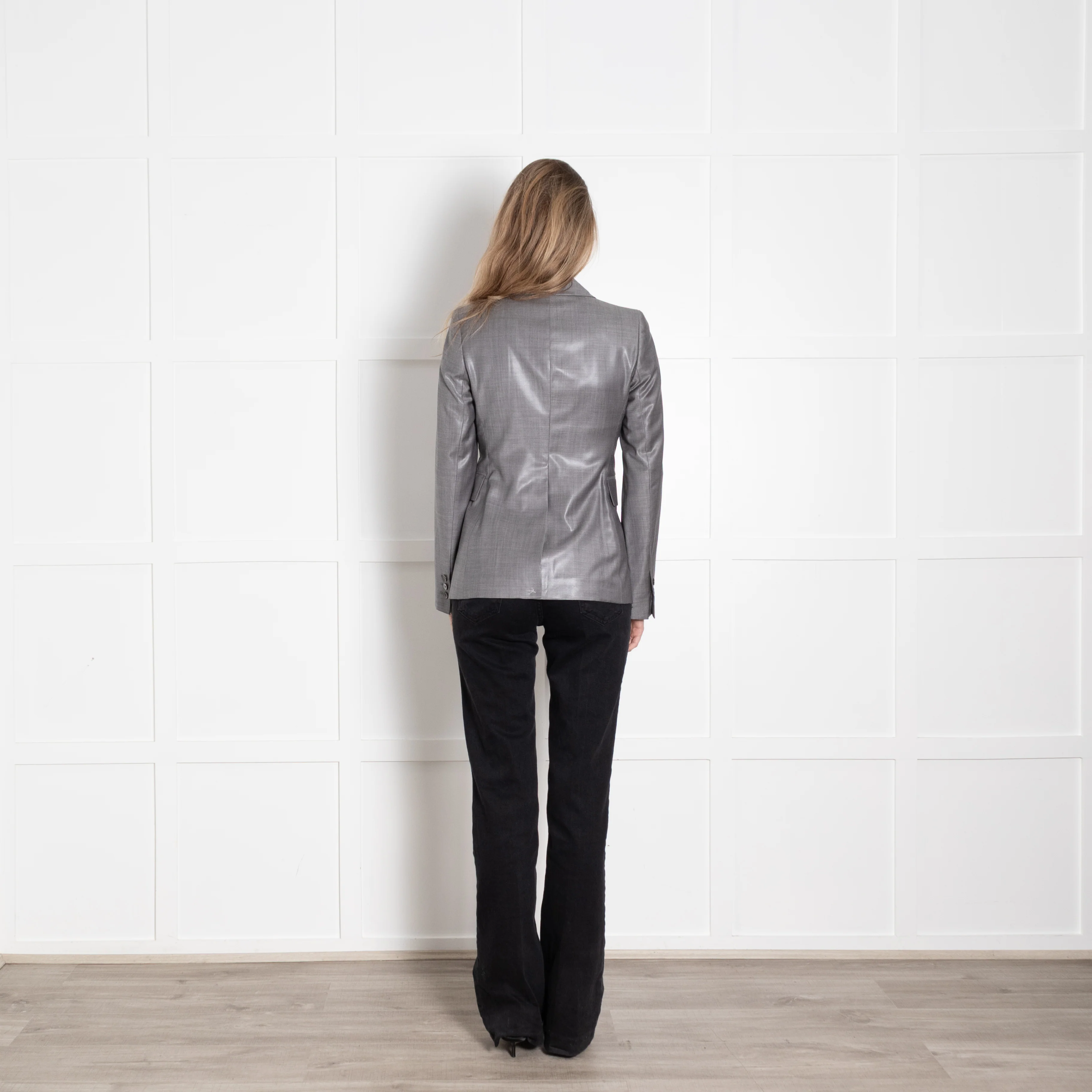 Joseph Grey Shiny Finish Fine Wool Blazer Jacket - Image 5