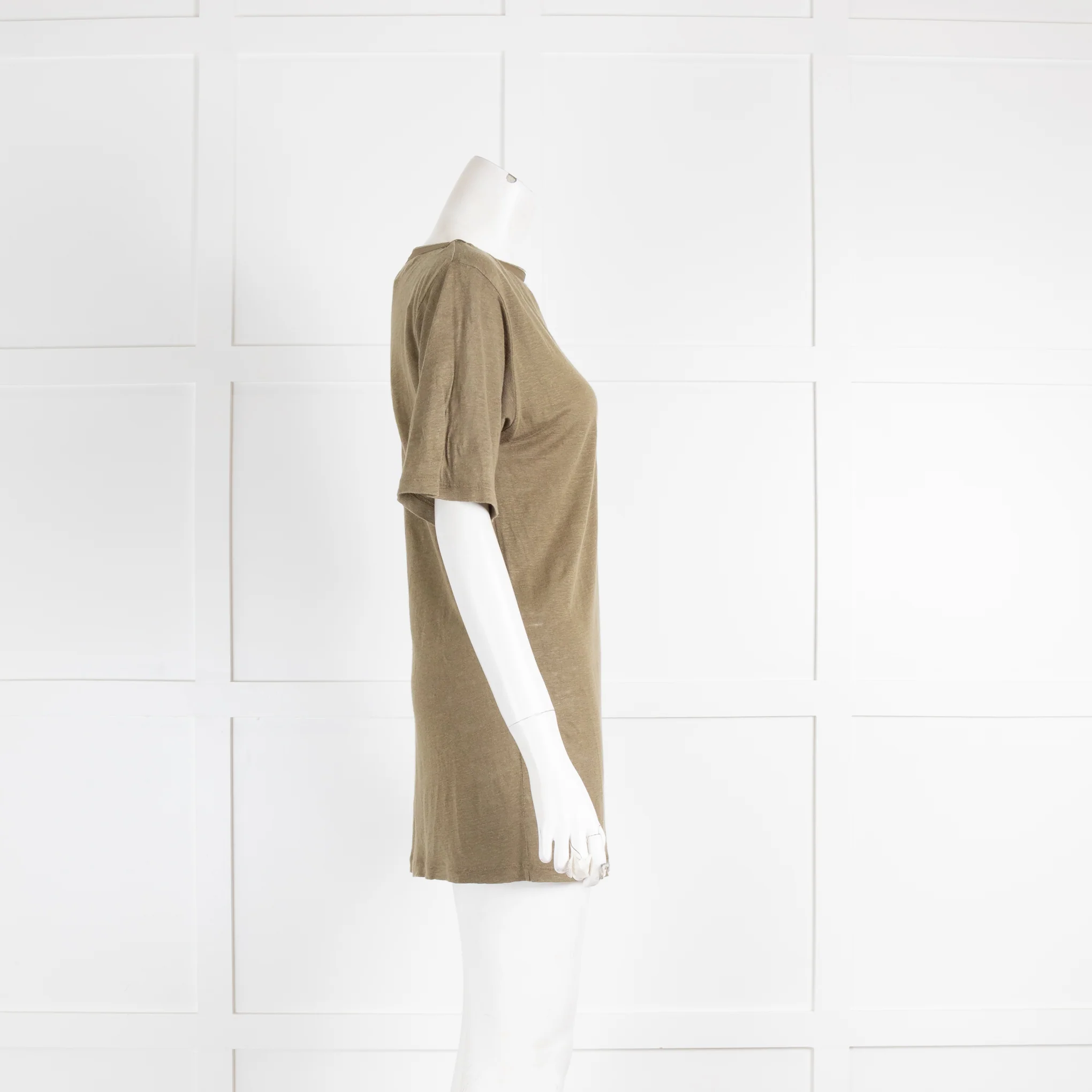 Joseph Khaki T-Shirt with Zip Detail Collar - Image 2
