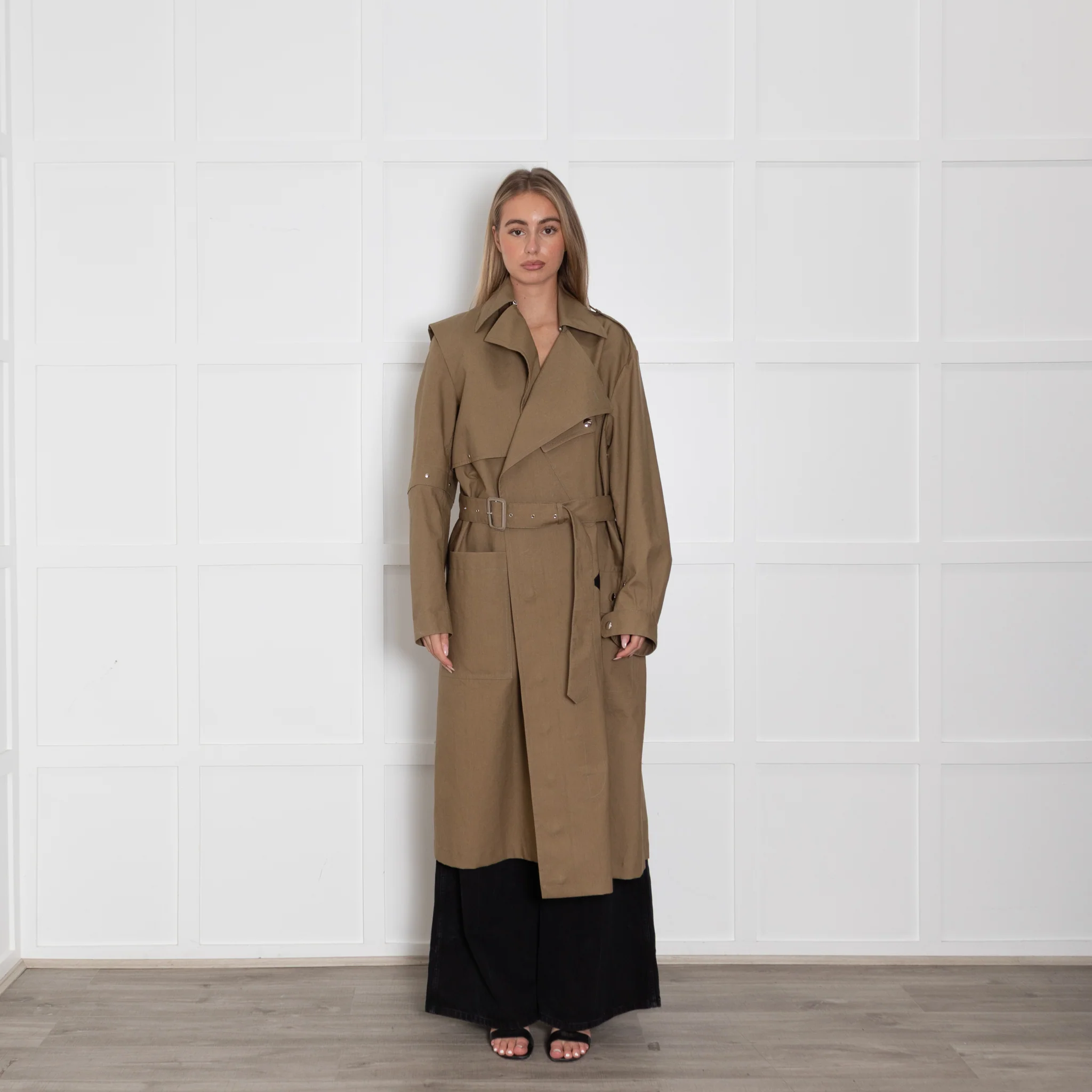 Joseph Khaki Trench Coat With Zipped Collar