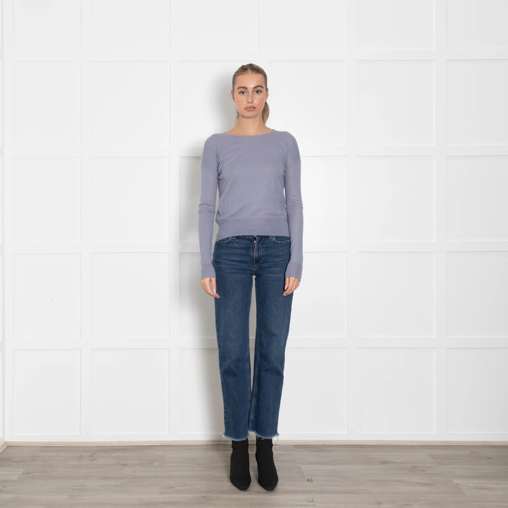 Joseph Light Blue Cashmere Fine Knit Jumper
