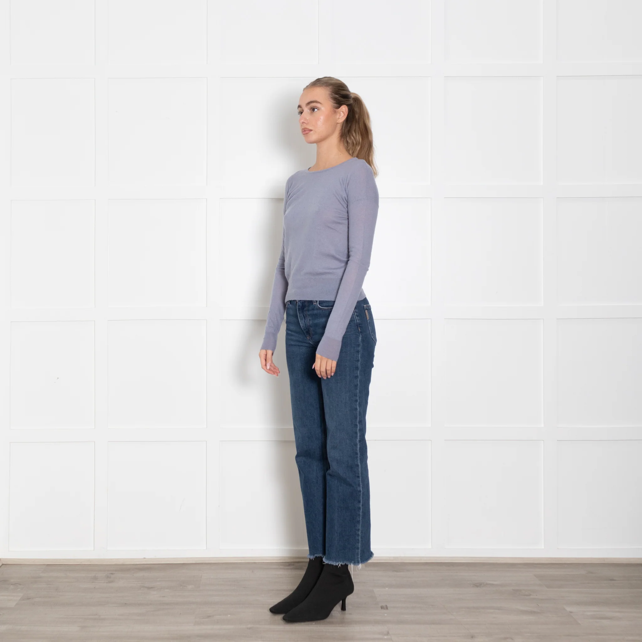 Joseph Light Blue Cashmere Fine Knit Jumper - Image 3