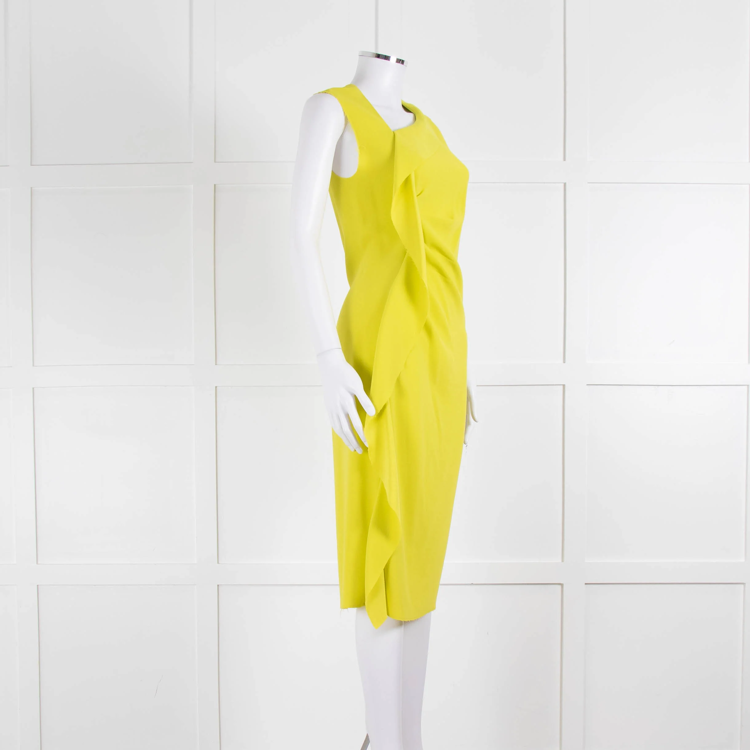 Joseph Lime Green Drape Front Sleeveless Dress - Image 2