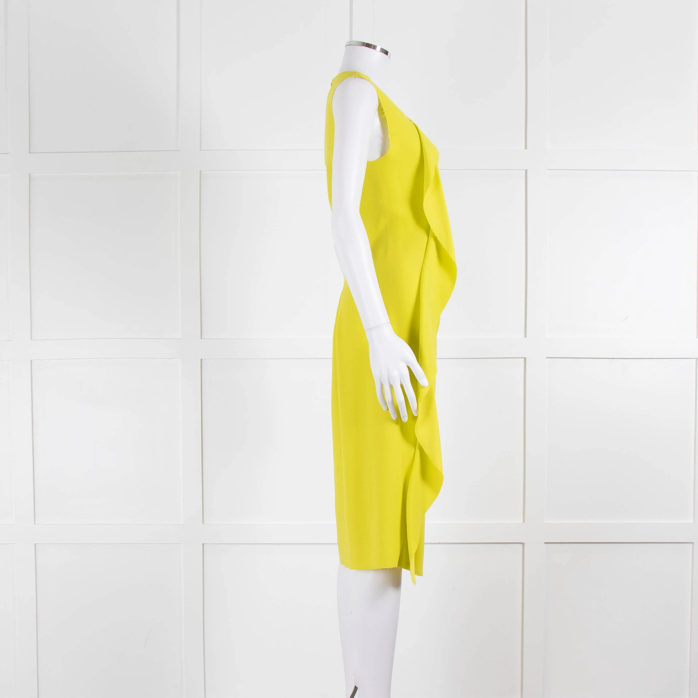 Joseph Lime Green Drape Front Sleeveless Dress - Image 3