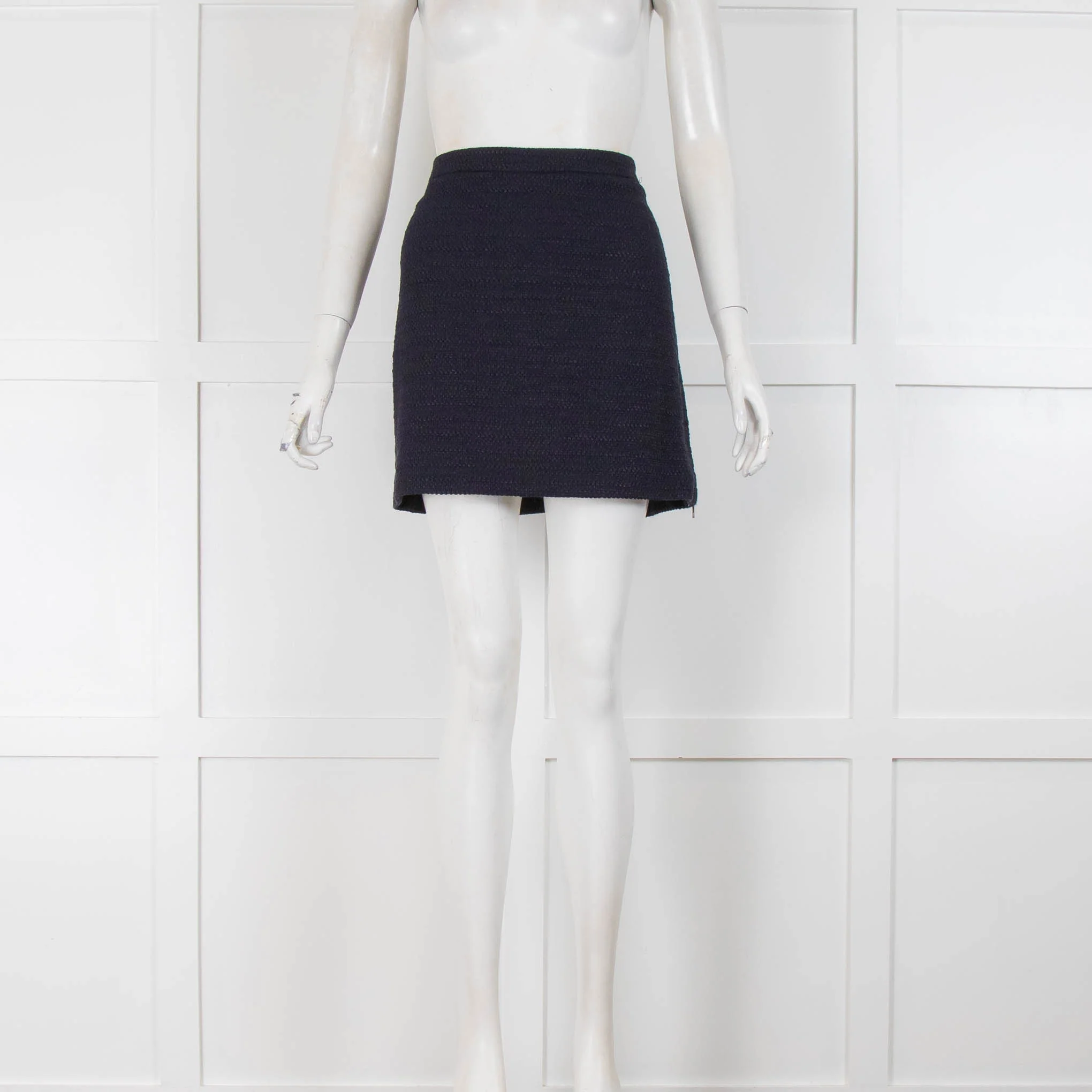 Joseph Navy Blue Tweed Mini Skirt