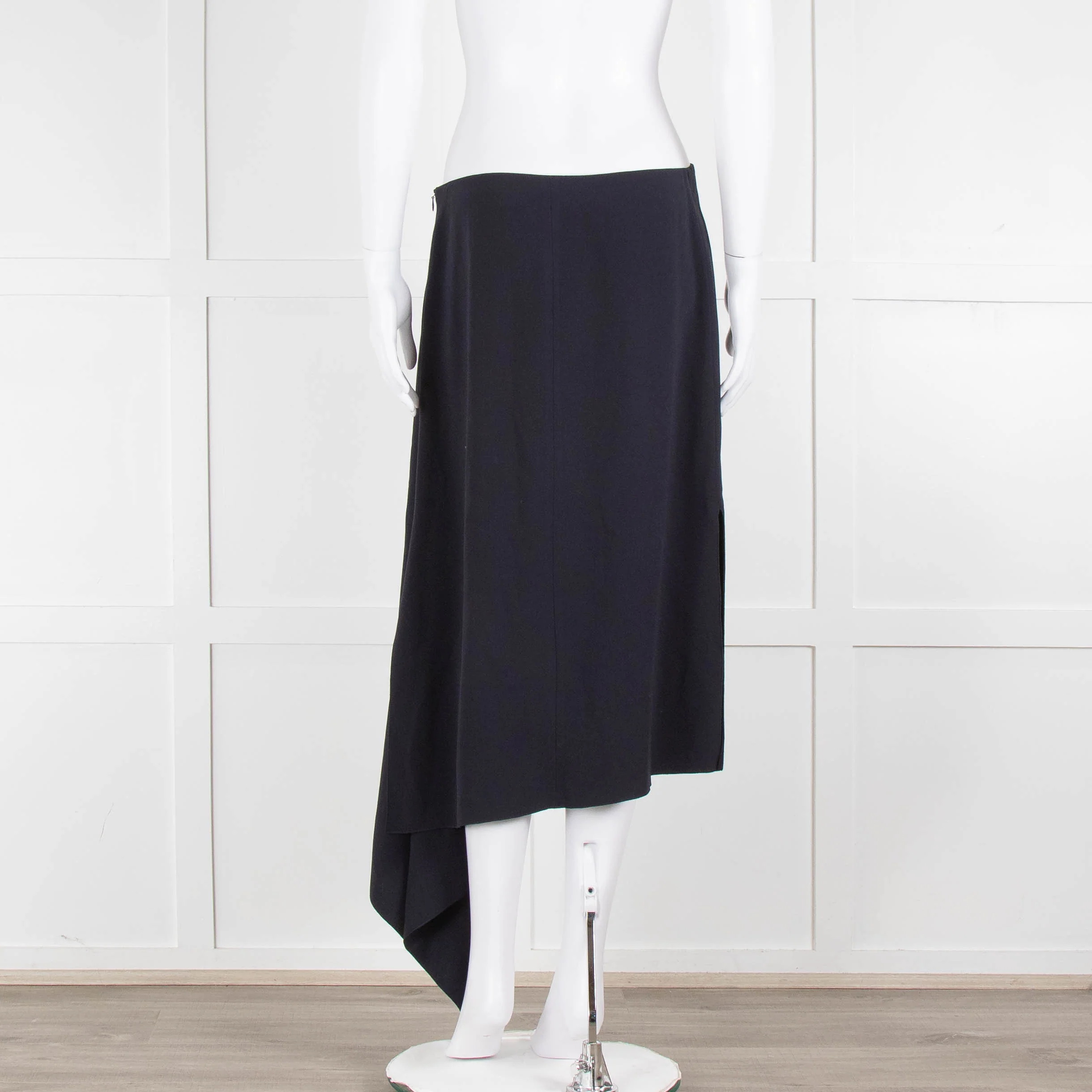 Joseph Navy Crepe Drape Hem Skirt - Image 5