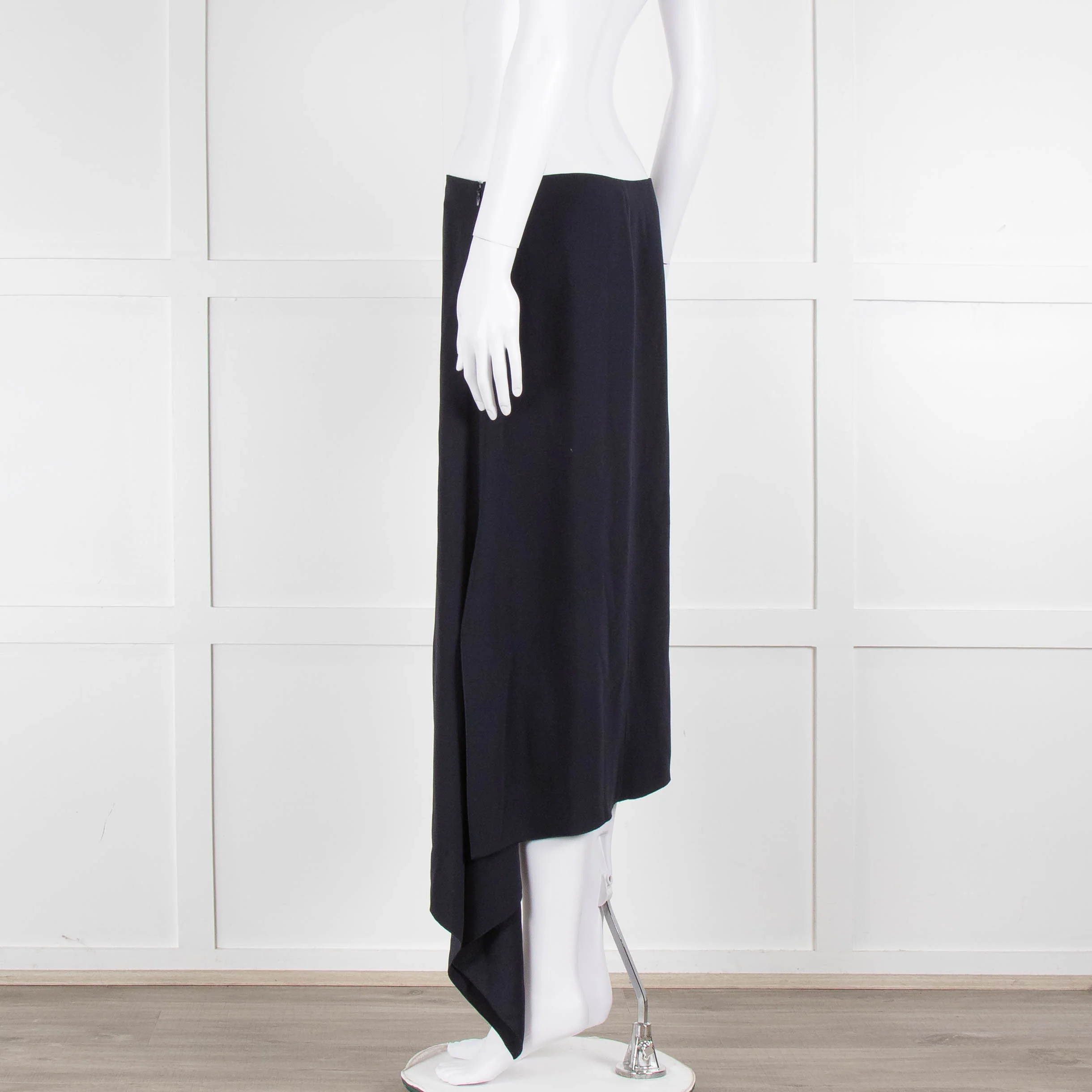 Joseph Navy Crepe Drape Hem Skirt - Image 6