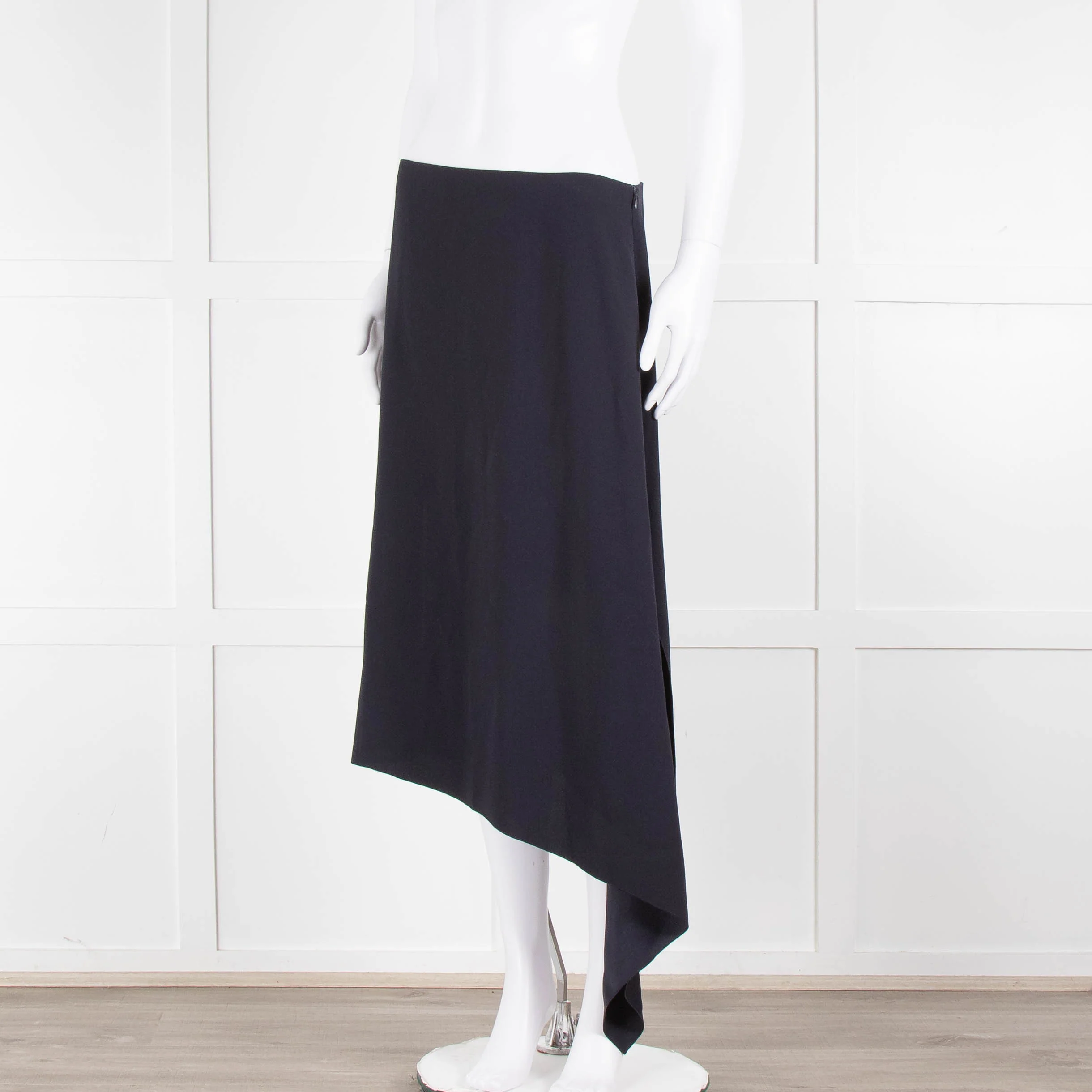 Joseph Navy Crepe Drape Hem Skirt - Image 8