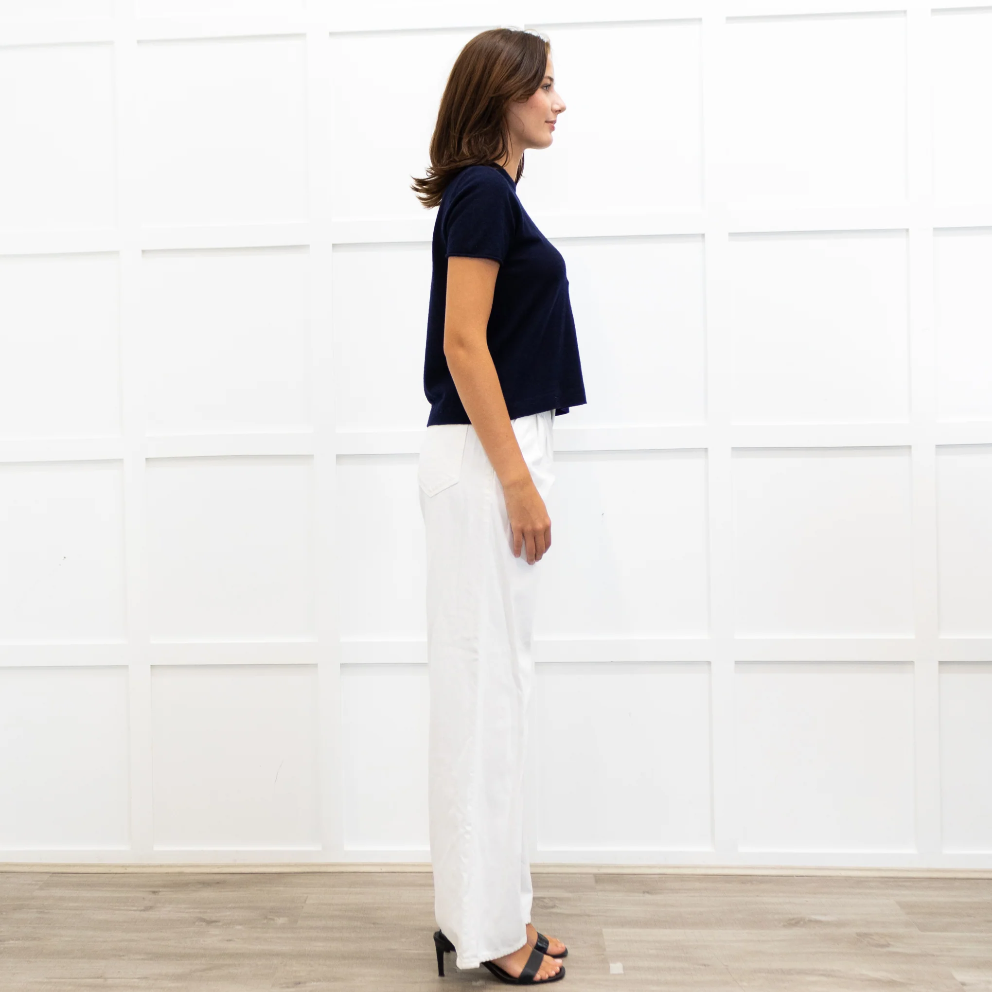 Joseph Navy Fine Knit Short Sleeve Cashmere Sweater - Image 6