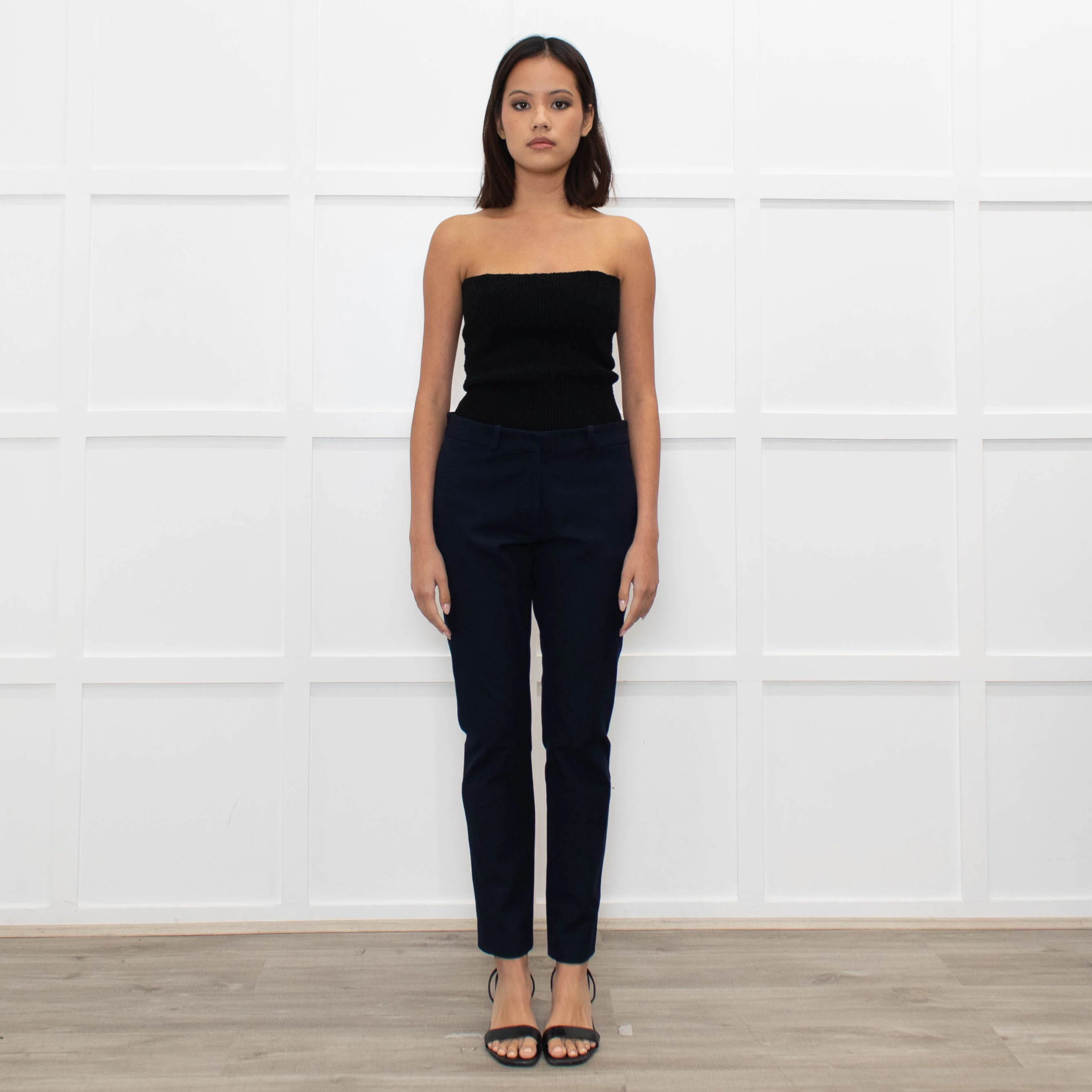 Joseph Navy Slim Leg Cotton Blend Trousers