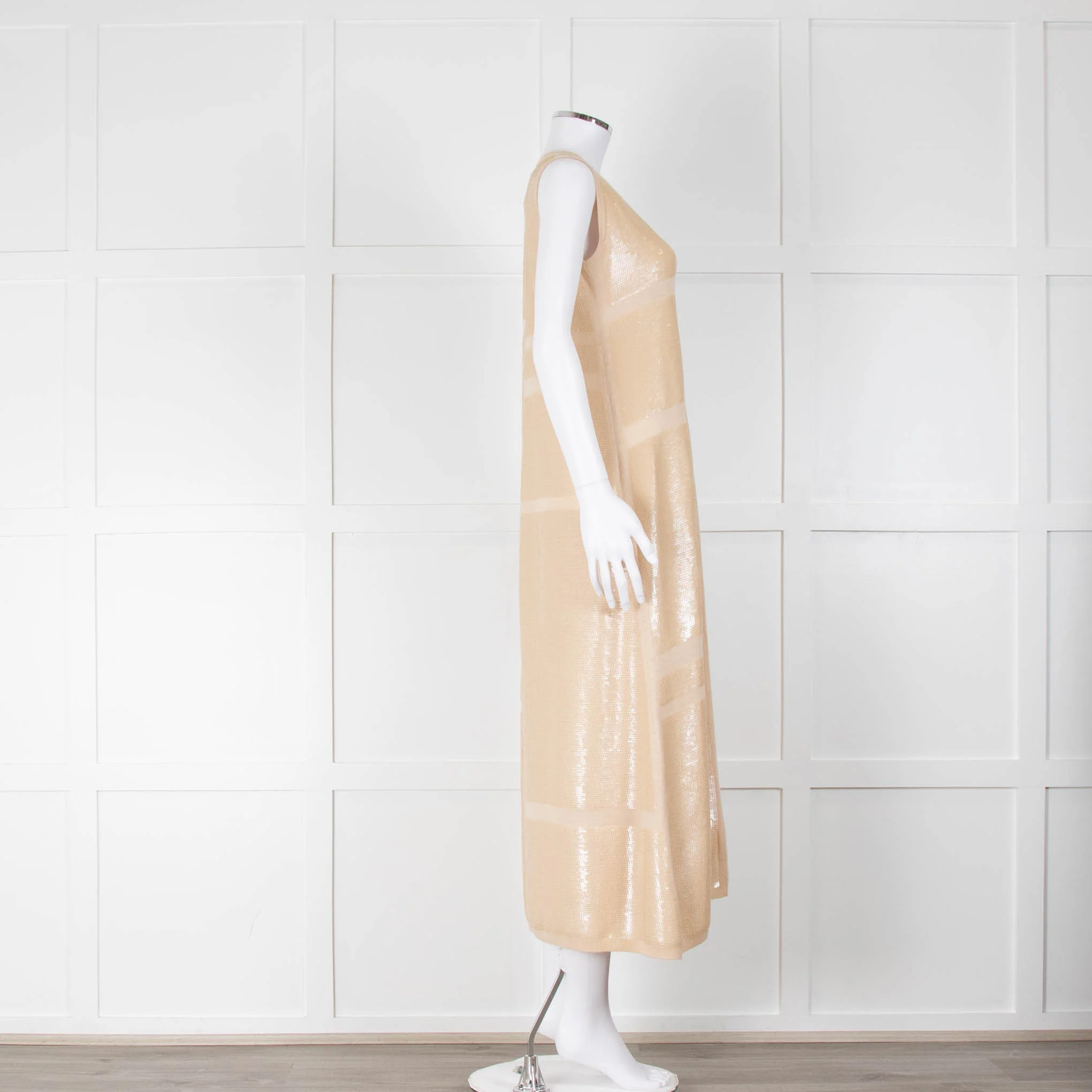 Joseph Neutral Wool Blend Sequin Sleeveless Maxi Dress - Image 2
