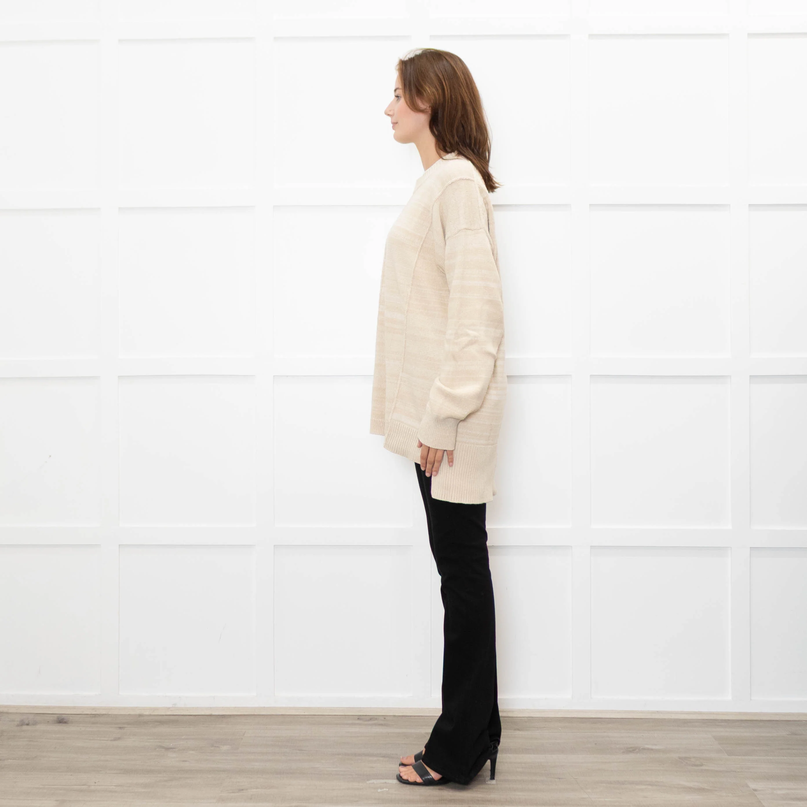Joseph Oatmeal Round Neck Jumper - Image 4