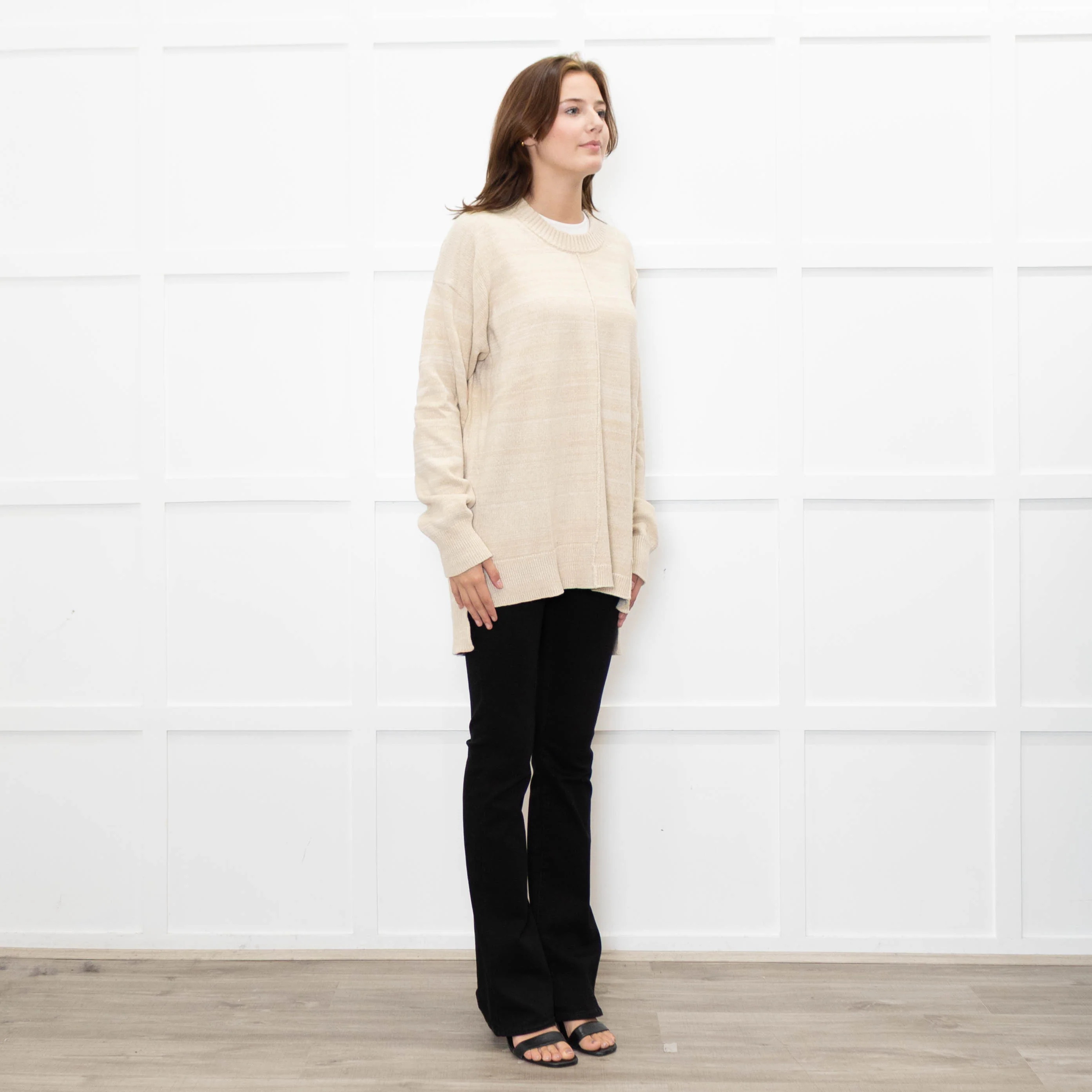 Joseph Oatmeal Round Neck Jumper - Image 7