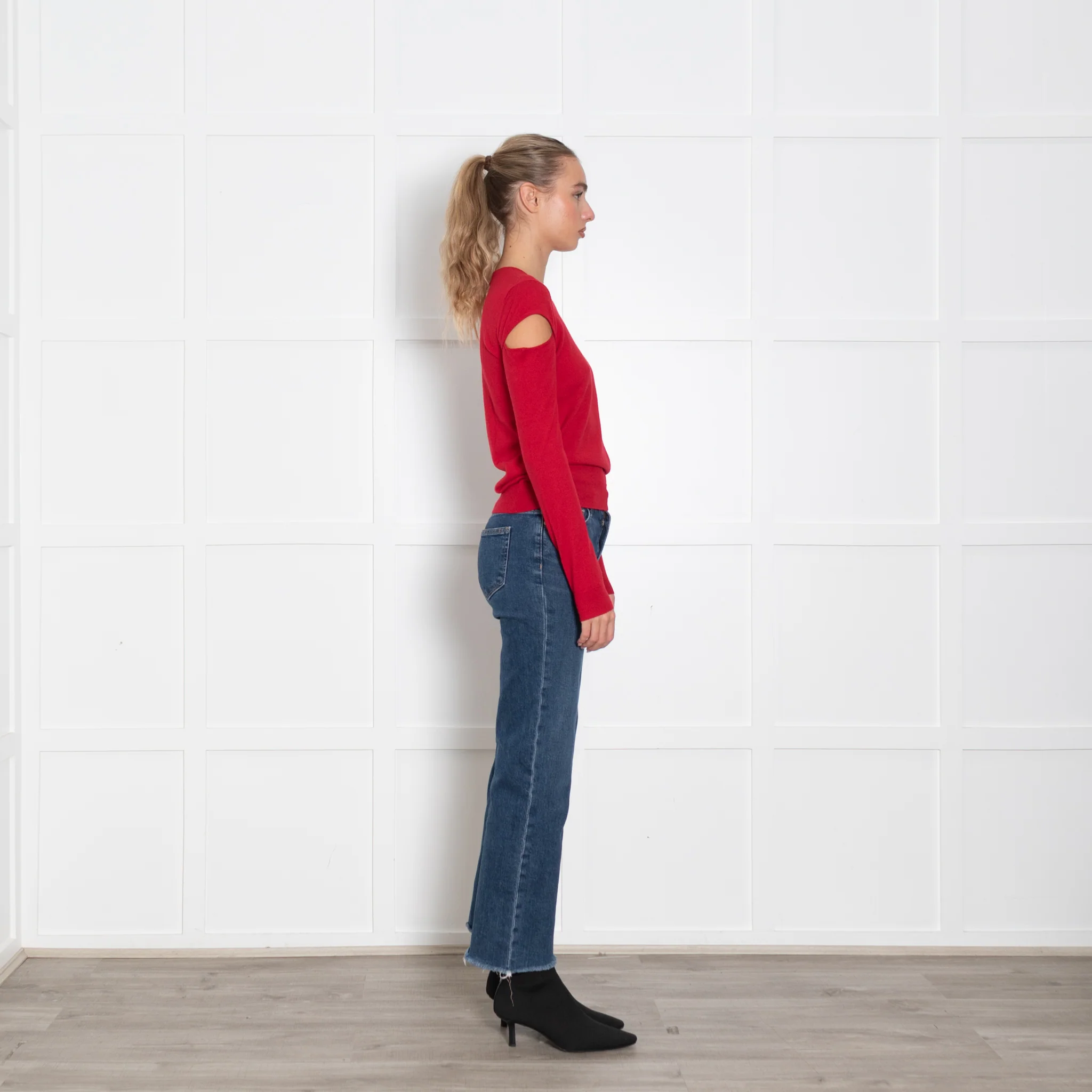 Joseph Red Cashmere Split Shoulder Jumper - Image 6