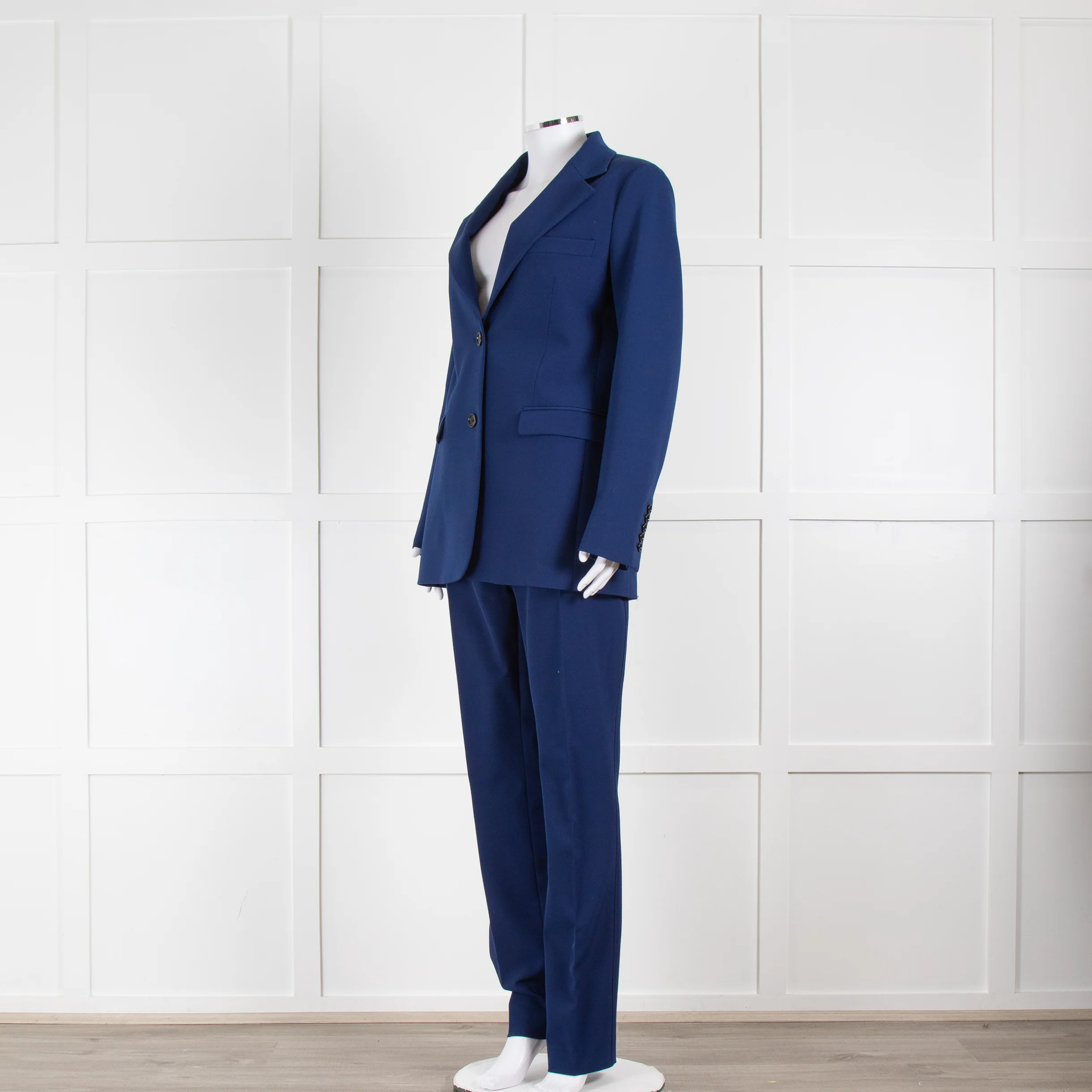Joseph Royal Blue Flat Front Straight Trousers - Image 8