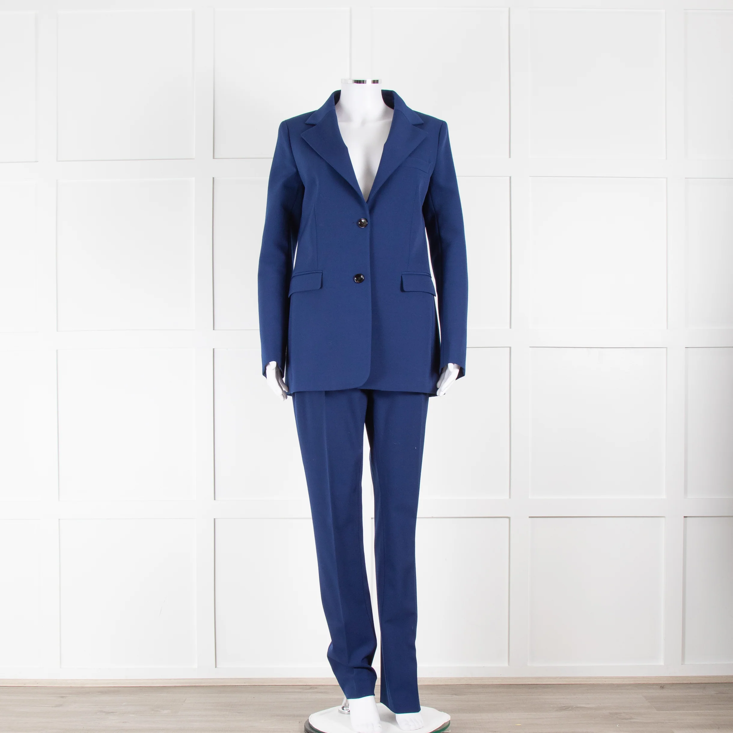 Joseph Royal Blue Flat Front Straight Trousers - Image 9