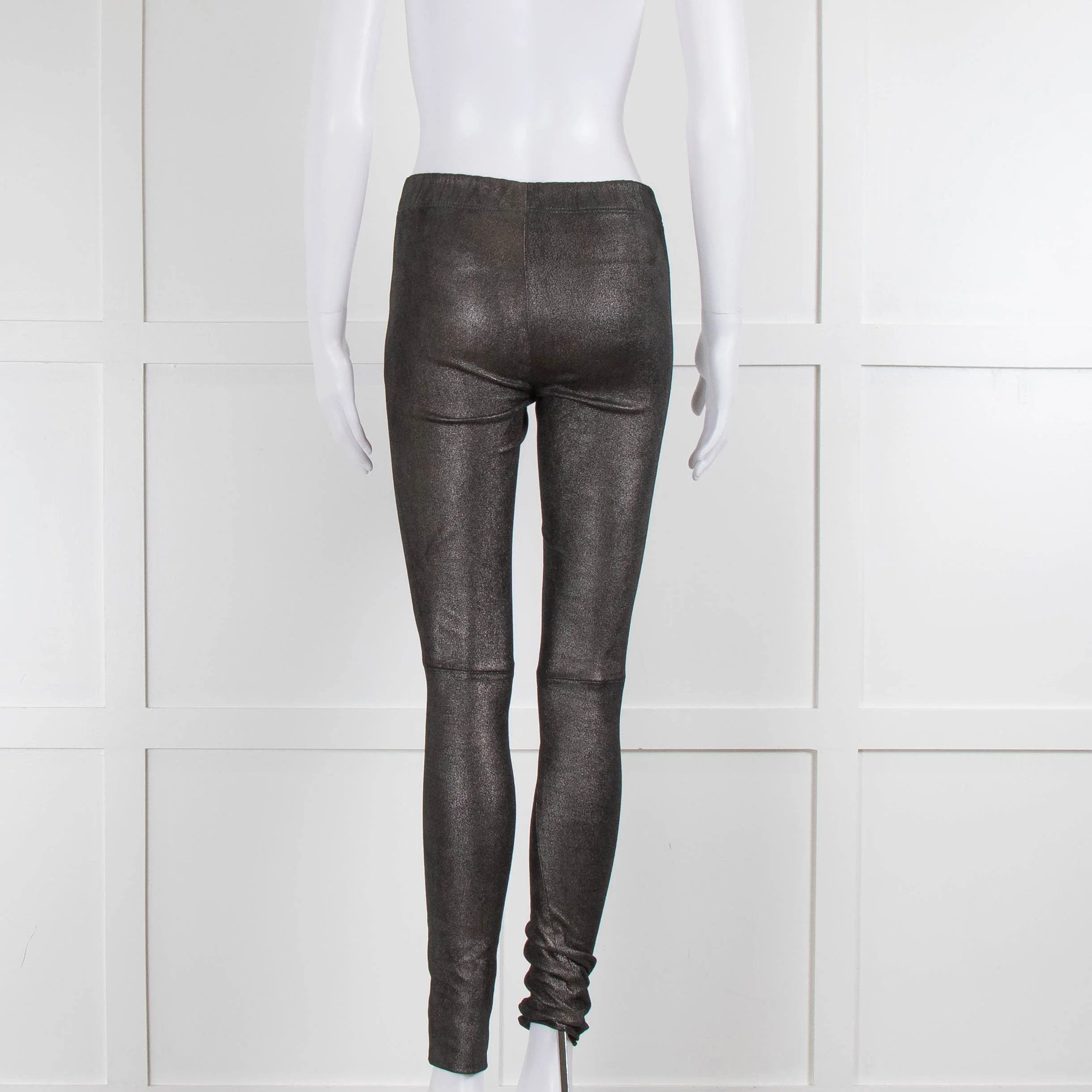 Joseph Silver Metallic Leather Leggings - Image 3