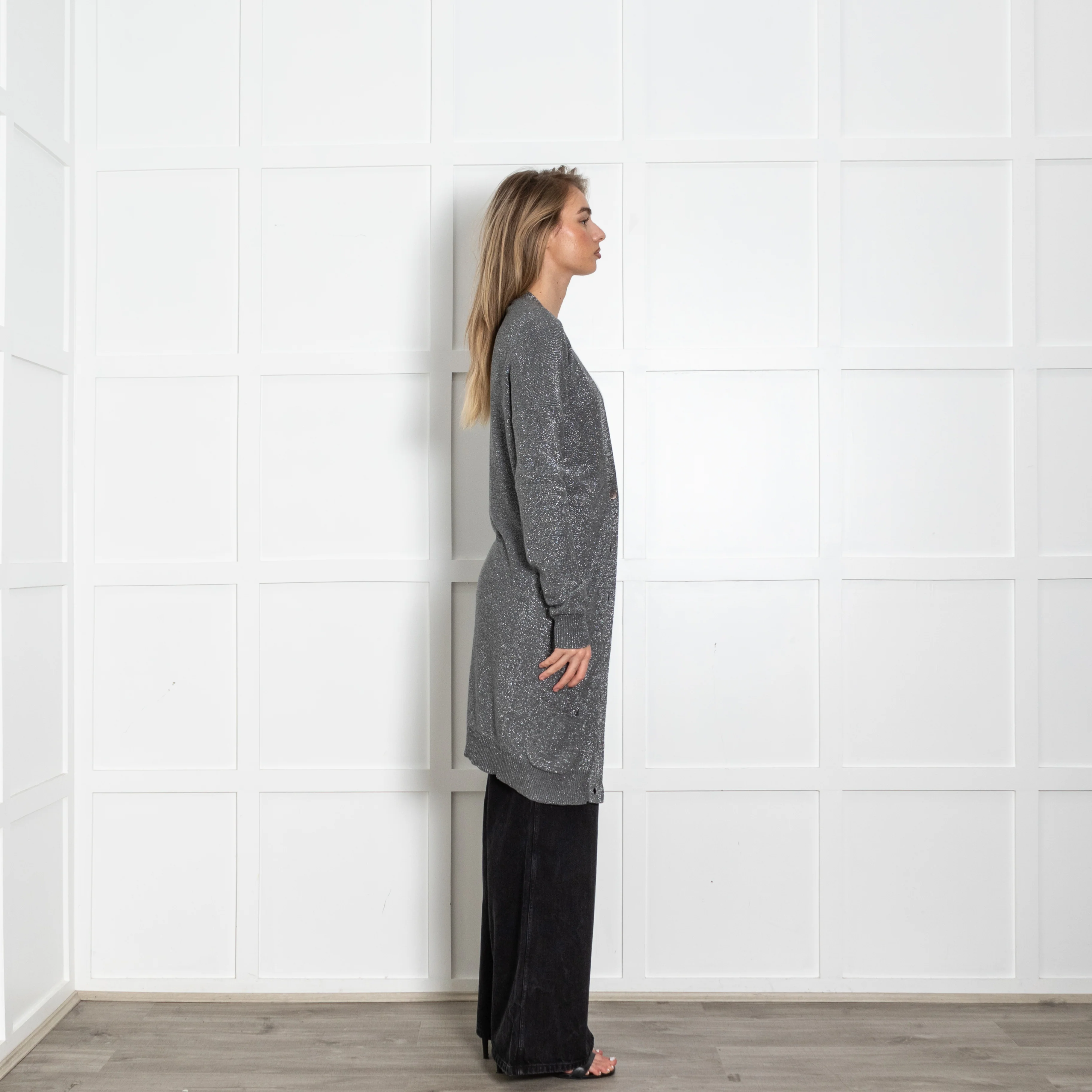 Joseph Silver Silk Blend Long Cardigan - Image 6