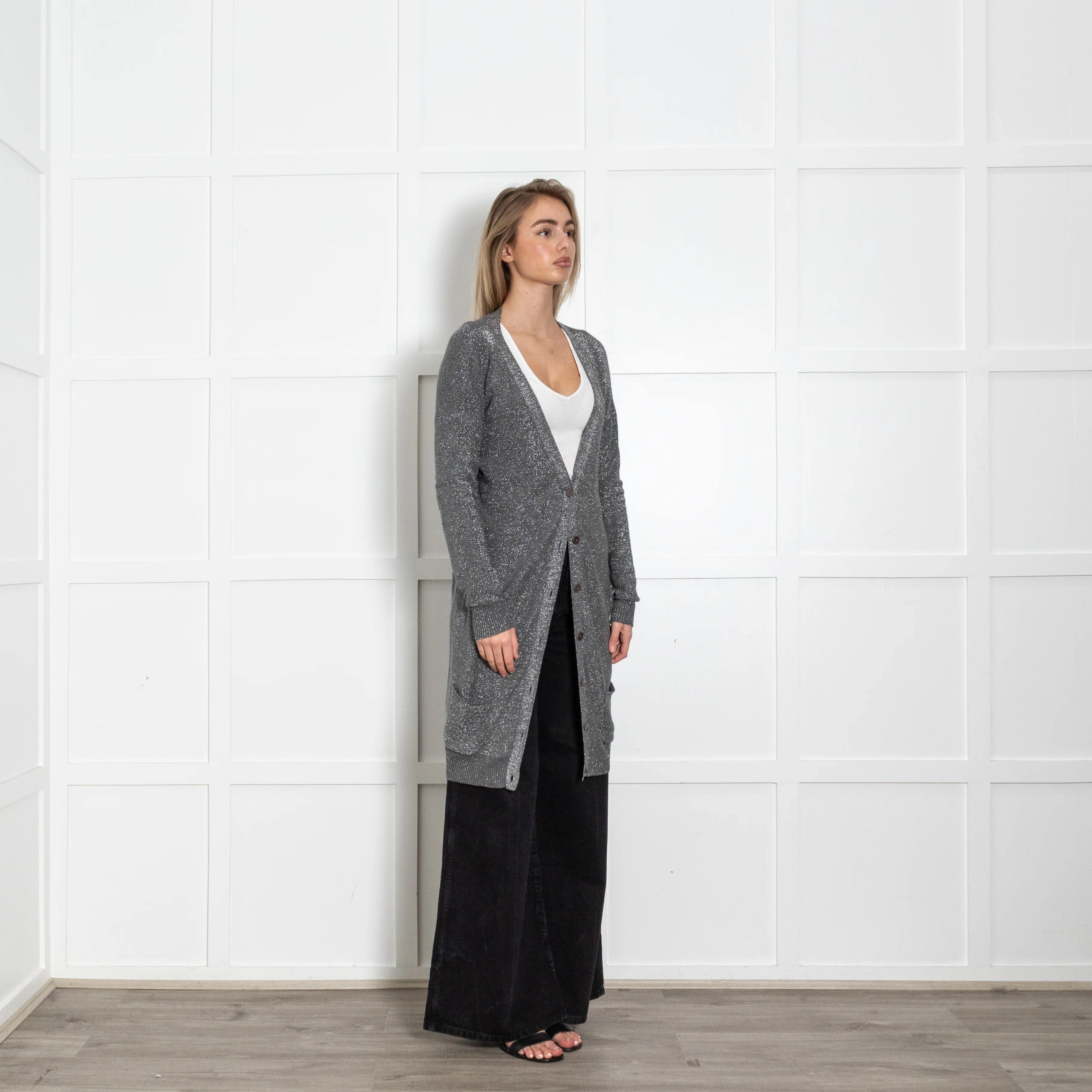 Joseph Silver Silk Blend Long Cardigan - Image 7