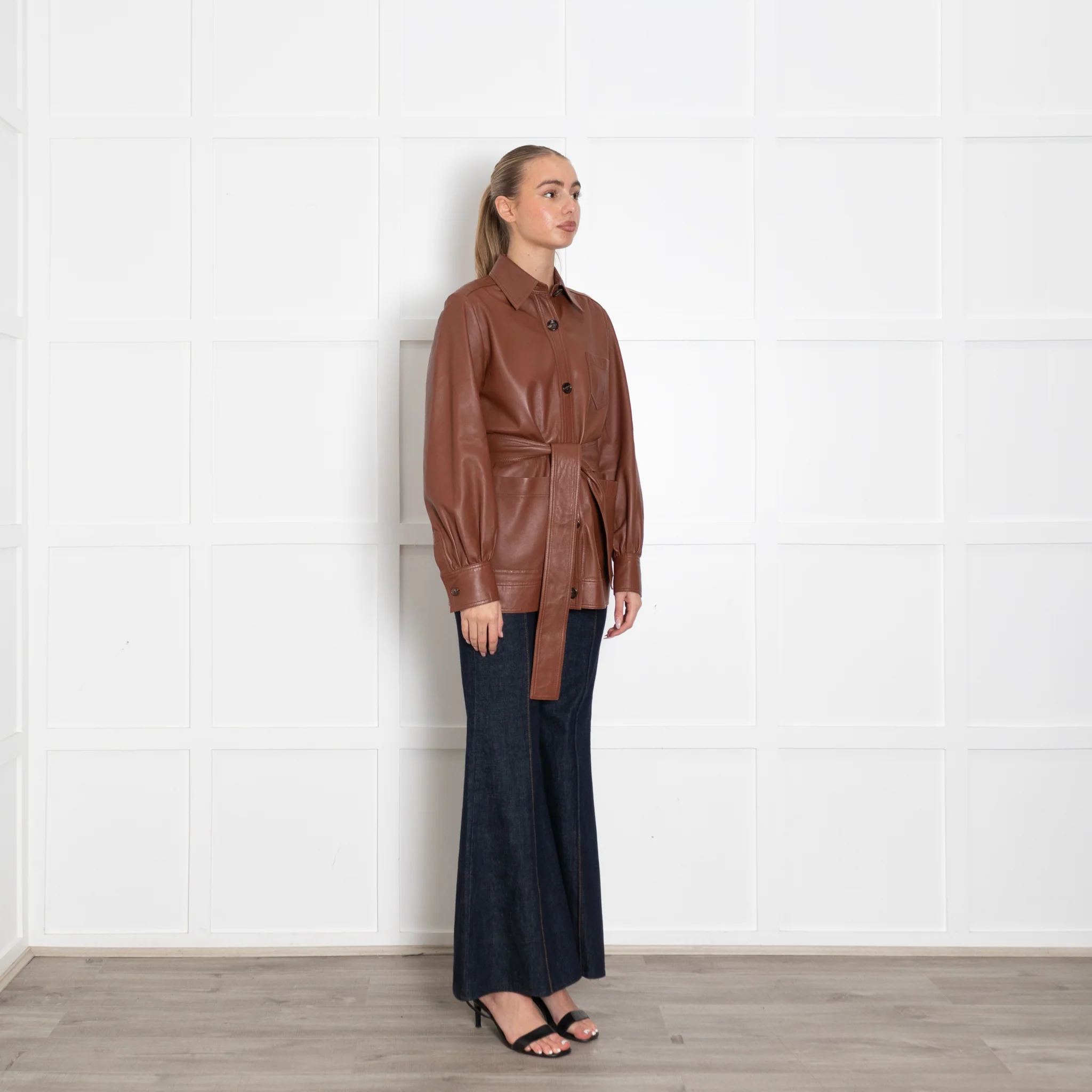Joseph Tan Leather Jacket With Belt - Image 7