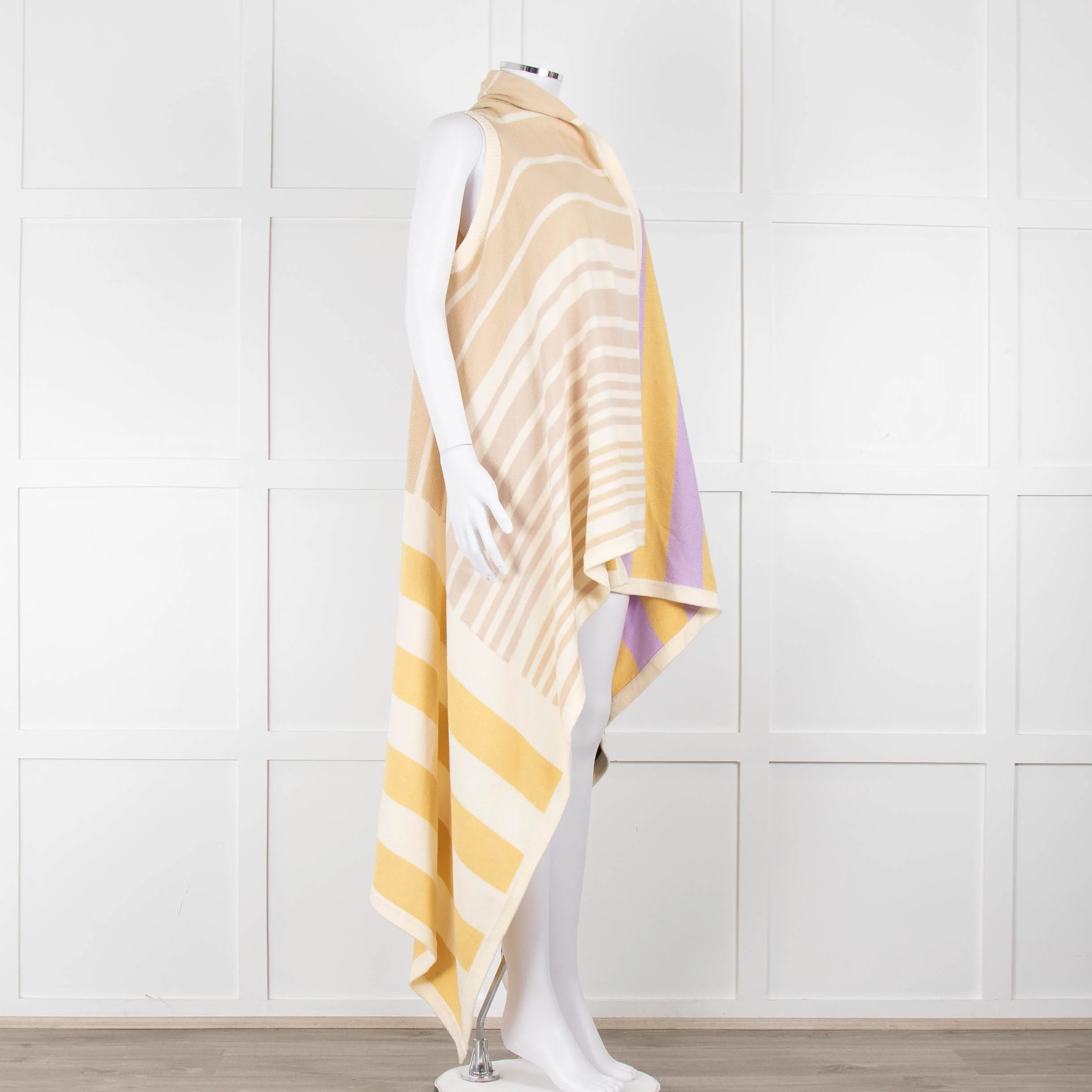 Joseph Yellow, Cream, Lilac and Black Knitted Cape - Image 2