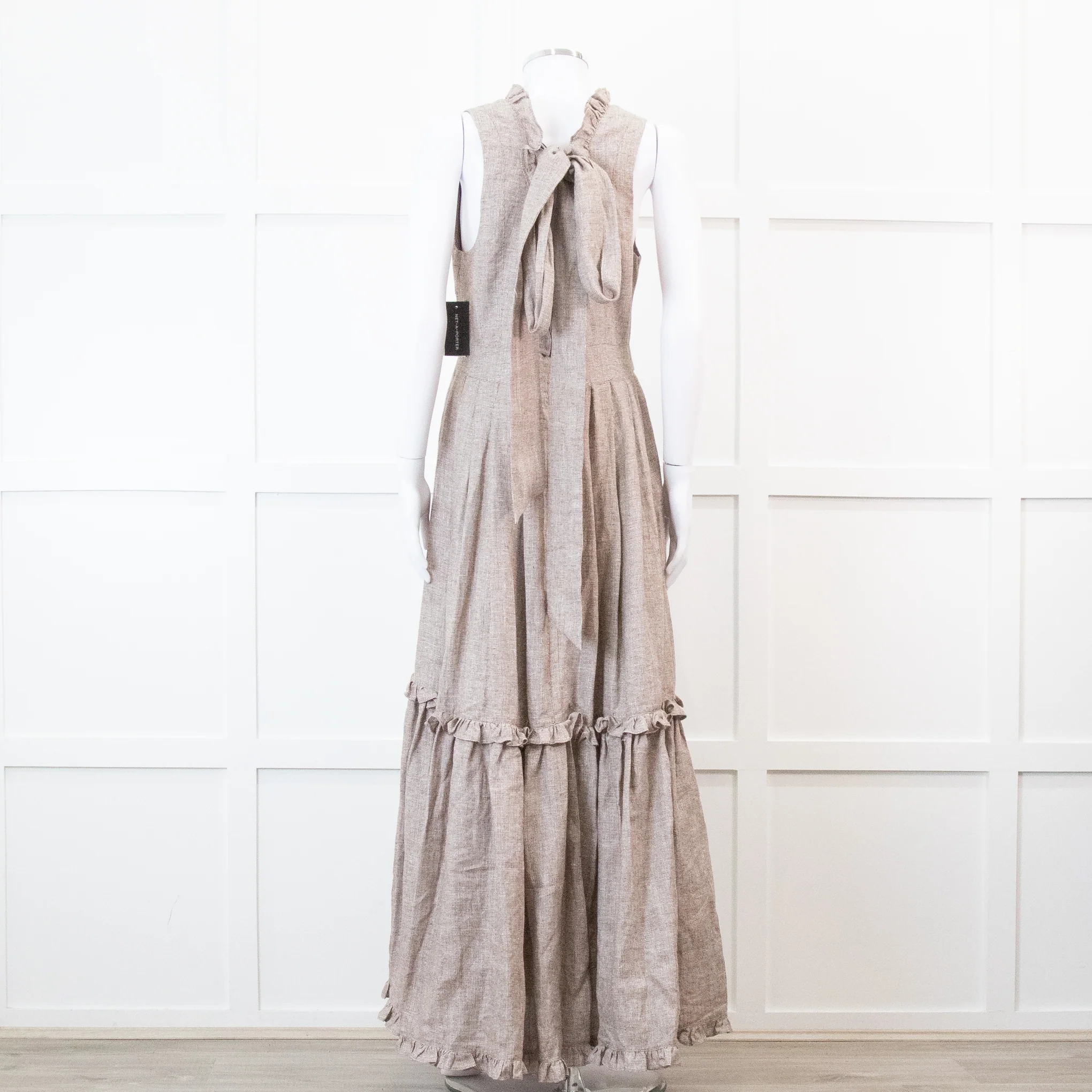 Joslin Juliet Brown Check Tiered Ruffle Maxi Dress - Image 5