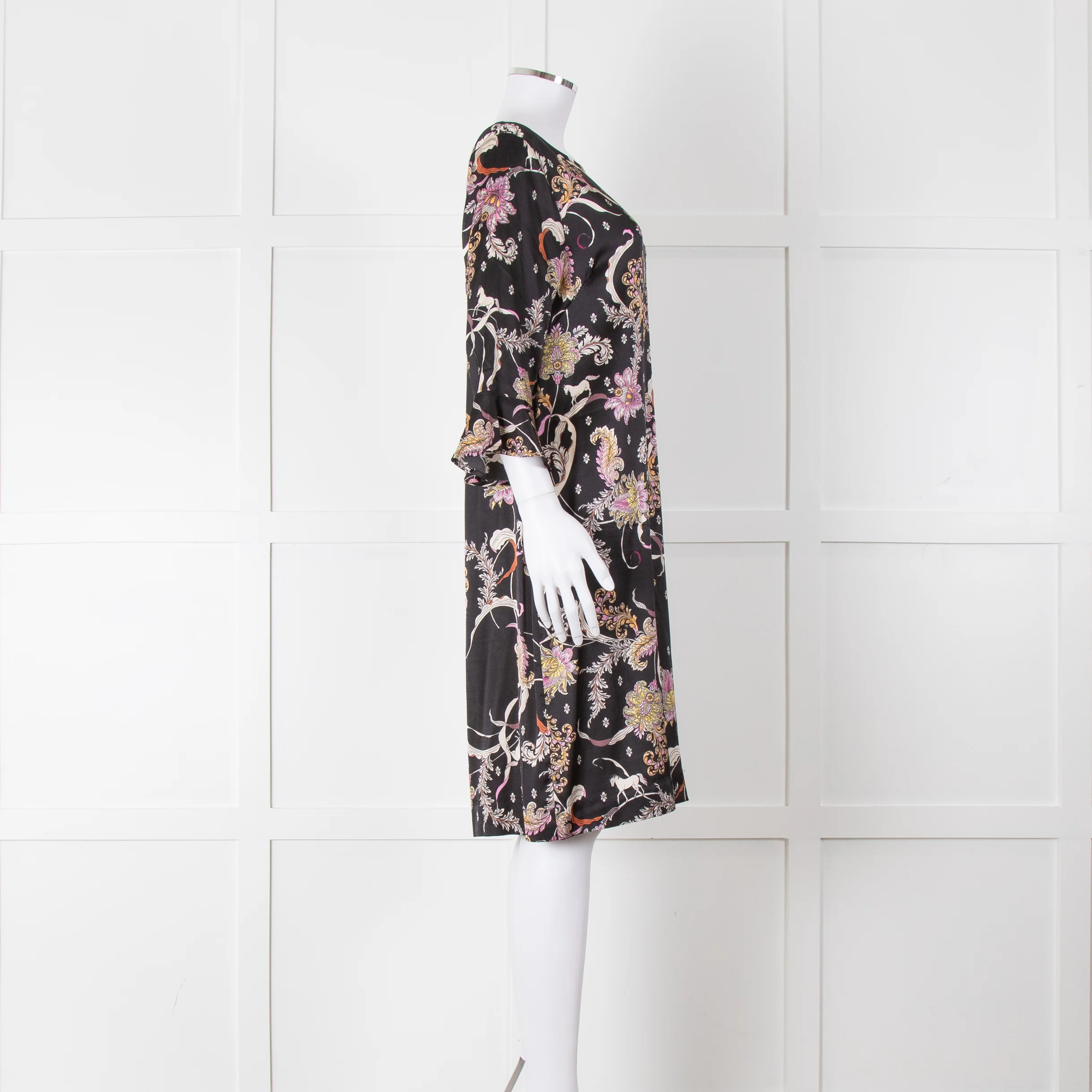 Joyce & Girls Black Multi Pattern Silk Dress - Image 3