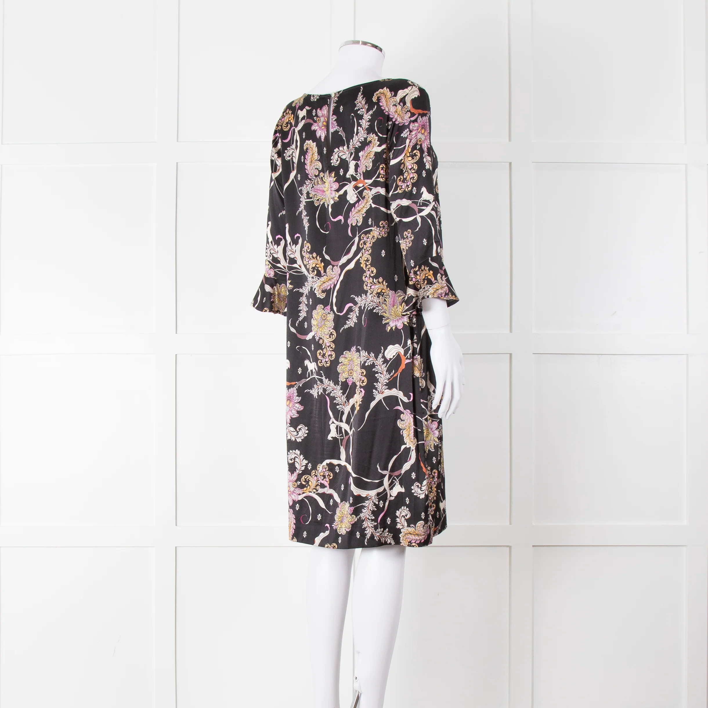 Joyce & Girls Black Multi Pattern Silk Dress - Image 4