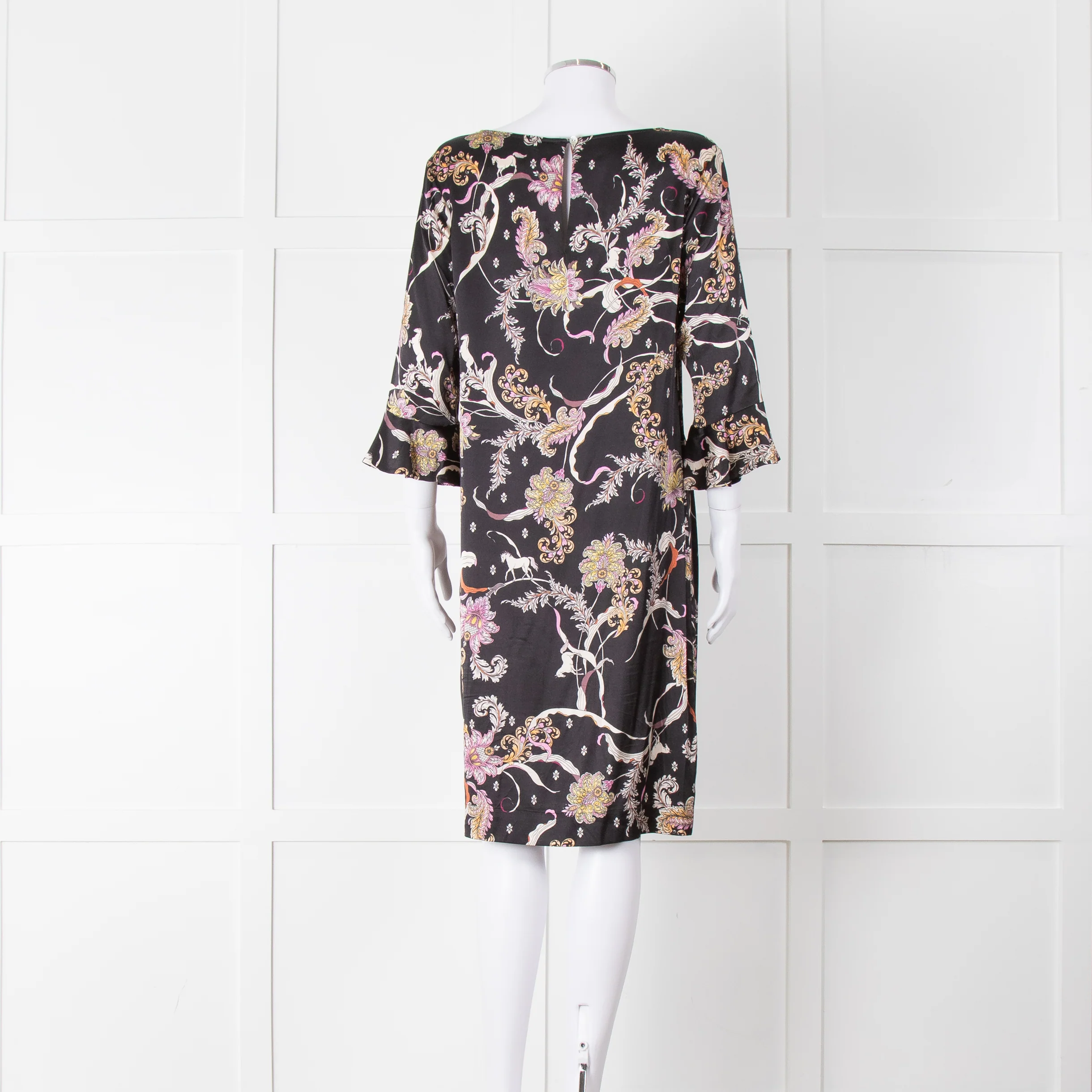 Joyce & Girls Black Multi Pattern Silk Dress - Image 5