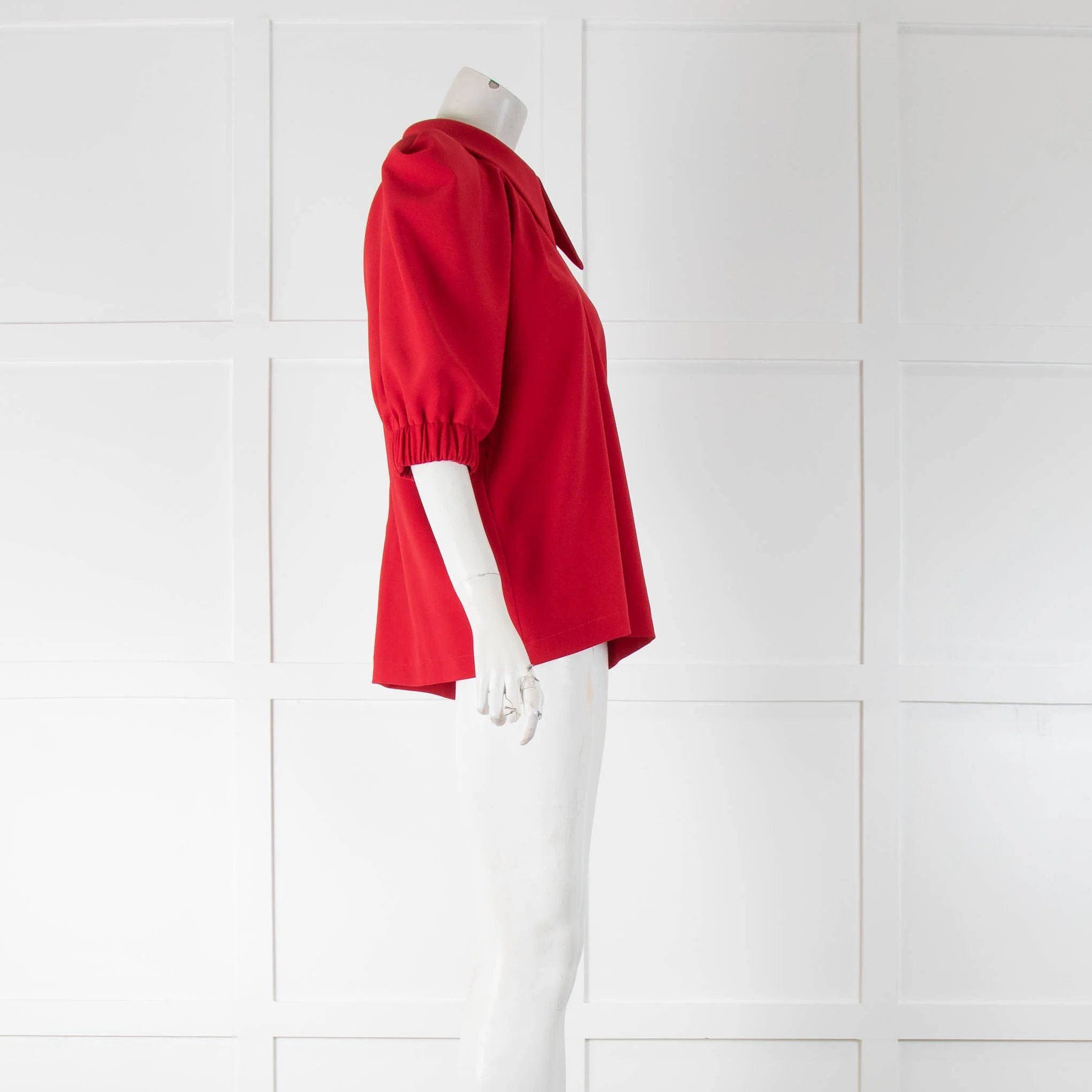 Julia Allert Red Pointy Collar Short Sleeve Blouse - Image 2