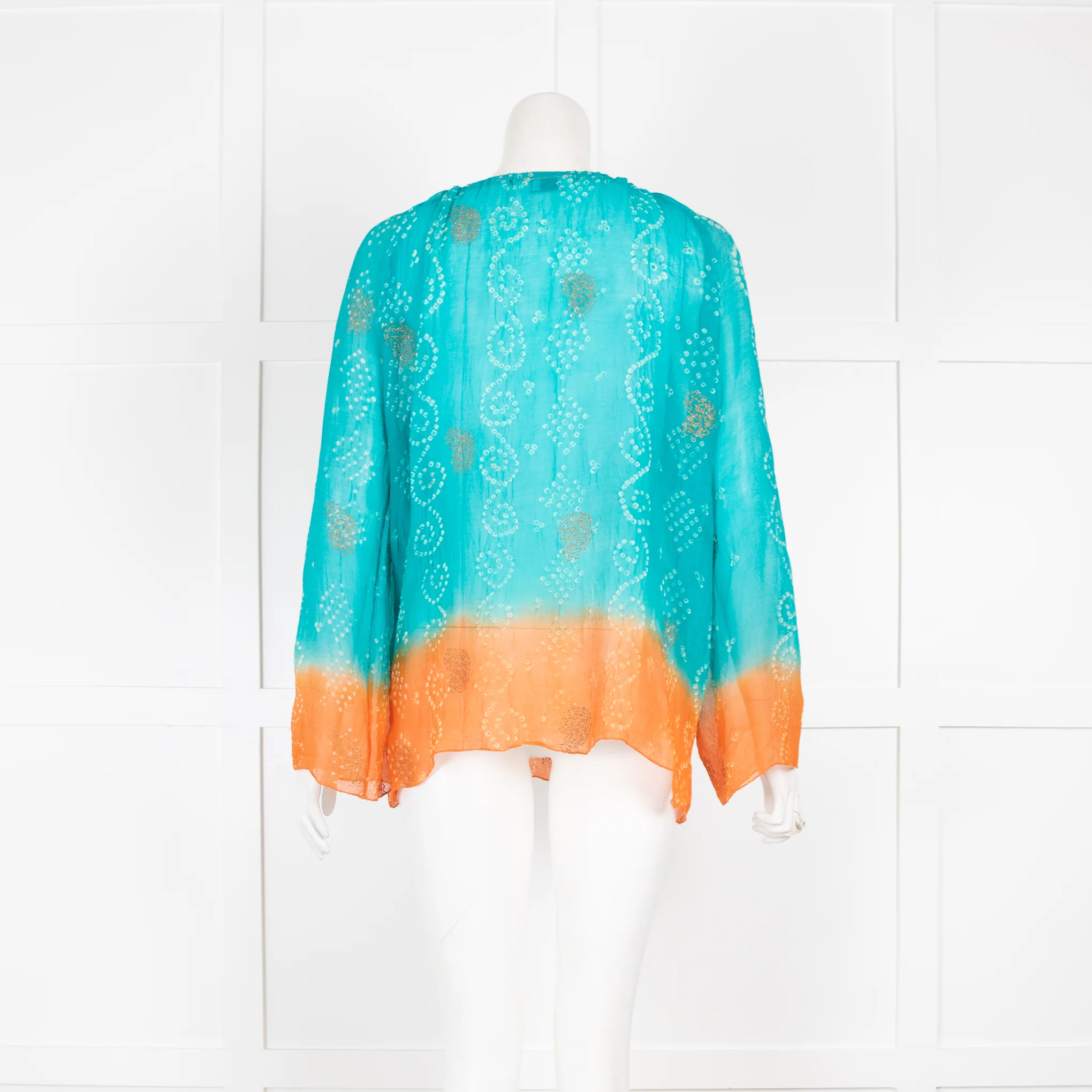 Juliet Dunn Orange and Turquoise Ombre Top - Image 3