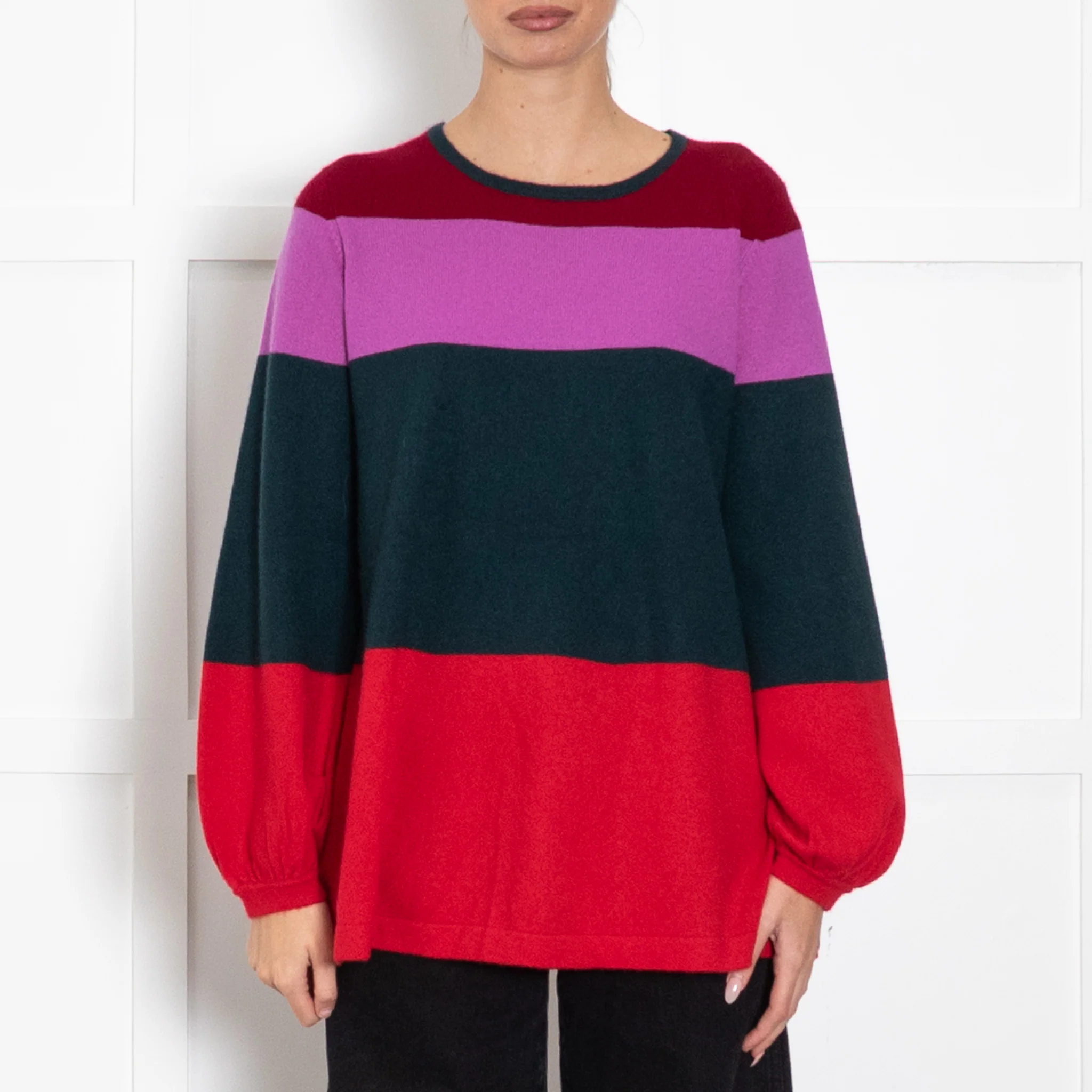 Jumper 1234 Red, Blue Purple Striped Cashmere Jumper - Image 2