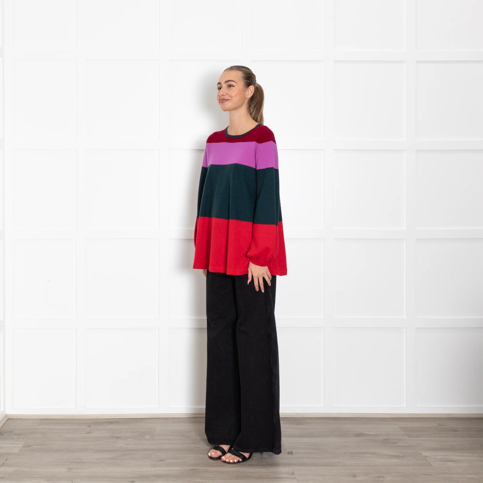 Jumper 1234 Red, Blue Purple Striped Cashmere Jumper - Image 3