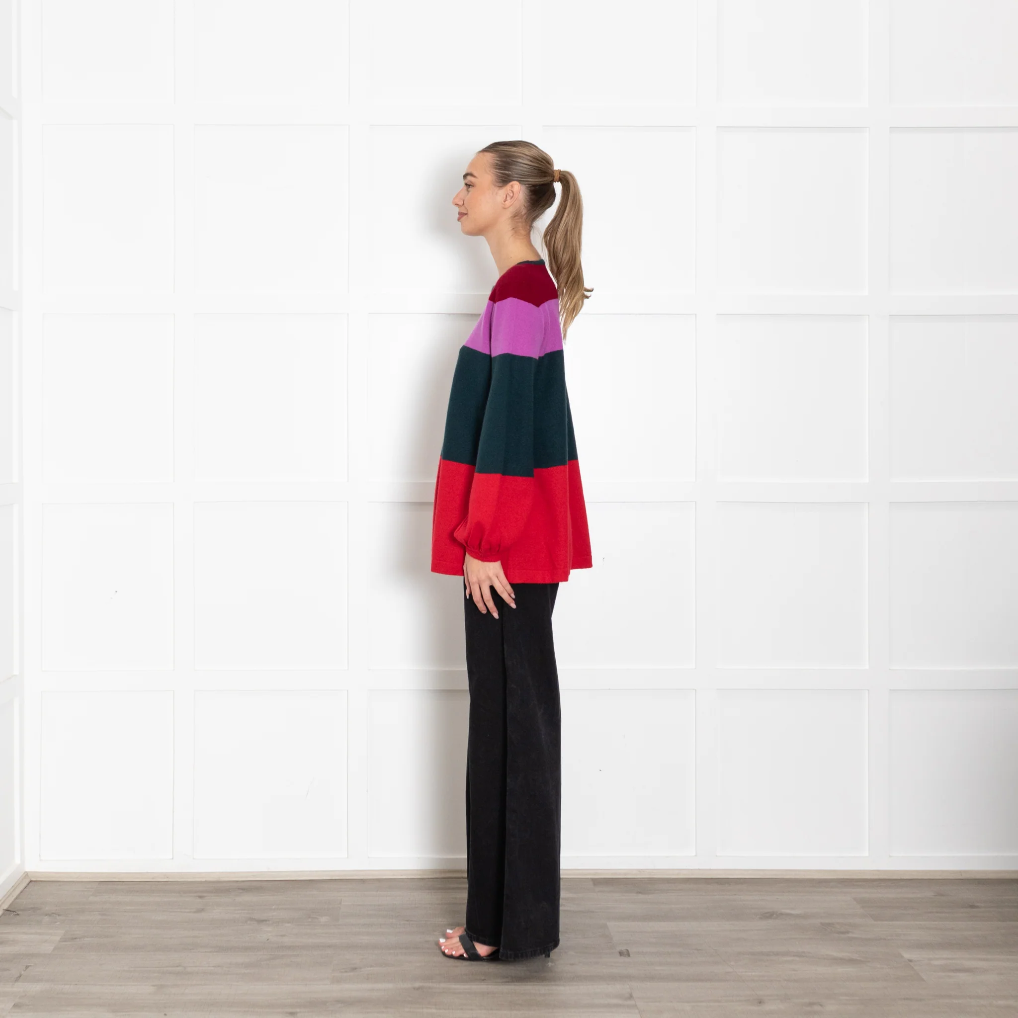 Jumper 1234 Red, Blue Purple Striped Cashmere Jumper - Image 4