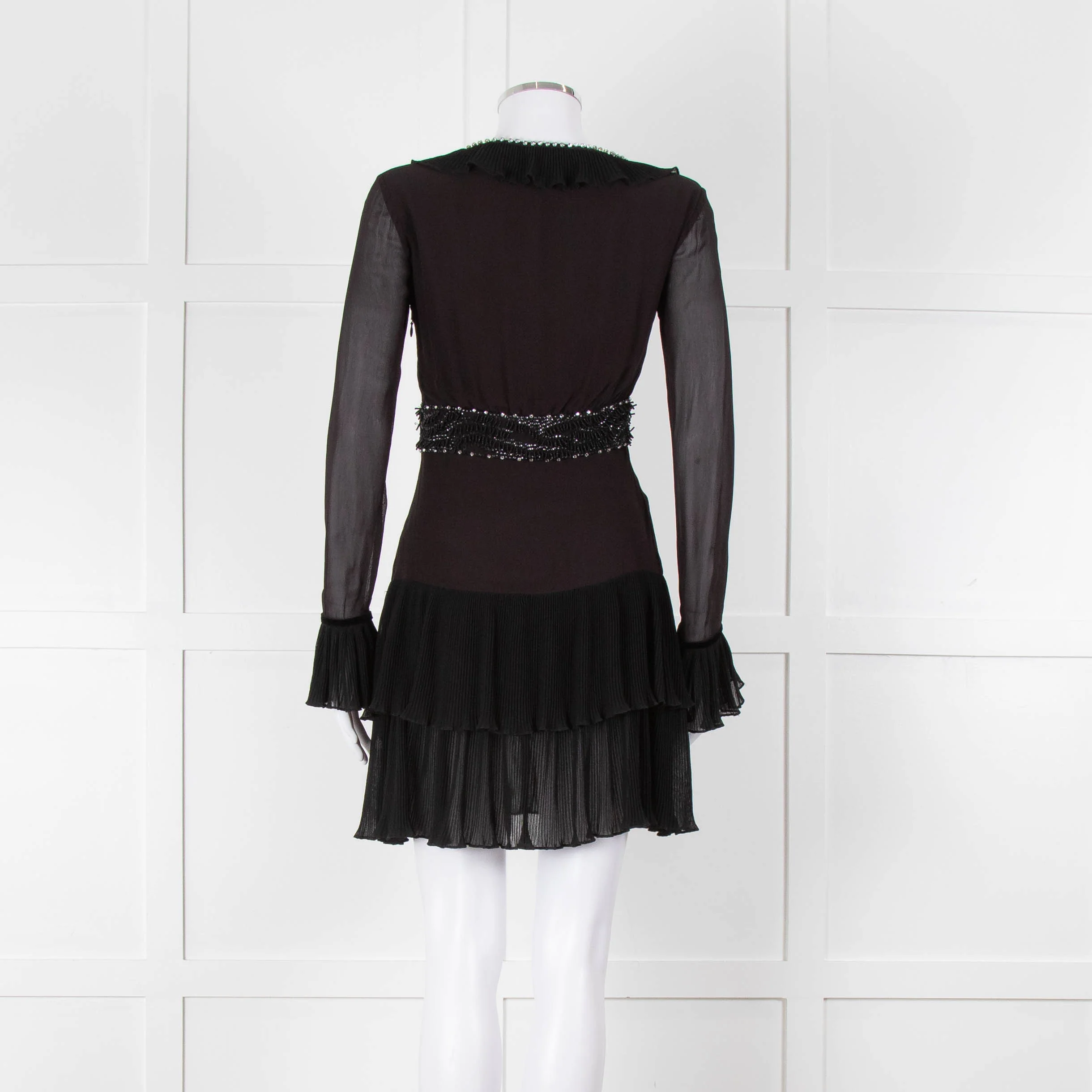Just Cavalli Black Embellished Frill Trim Short Dress - Image 5