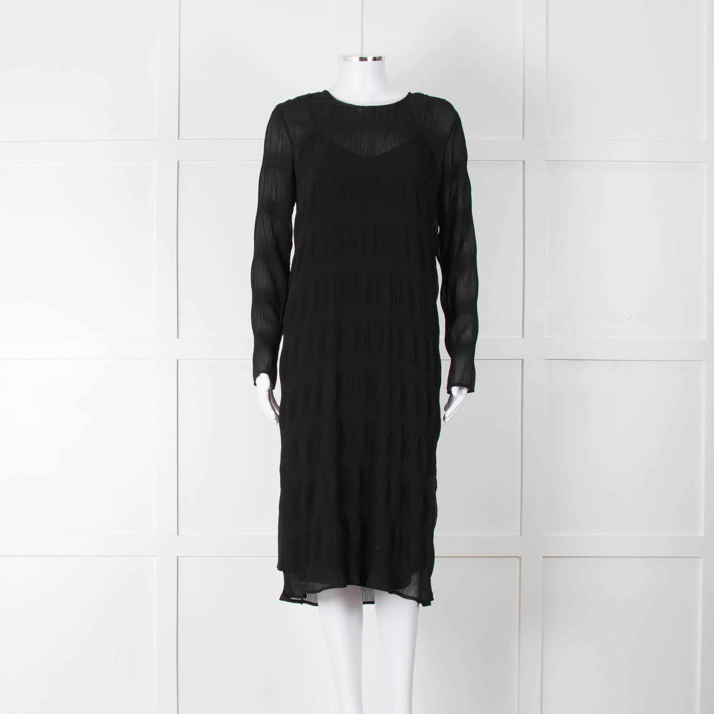 Just Female Black Sheer Dress With Black Slip