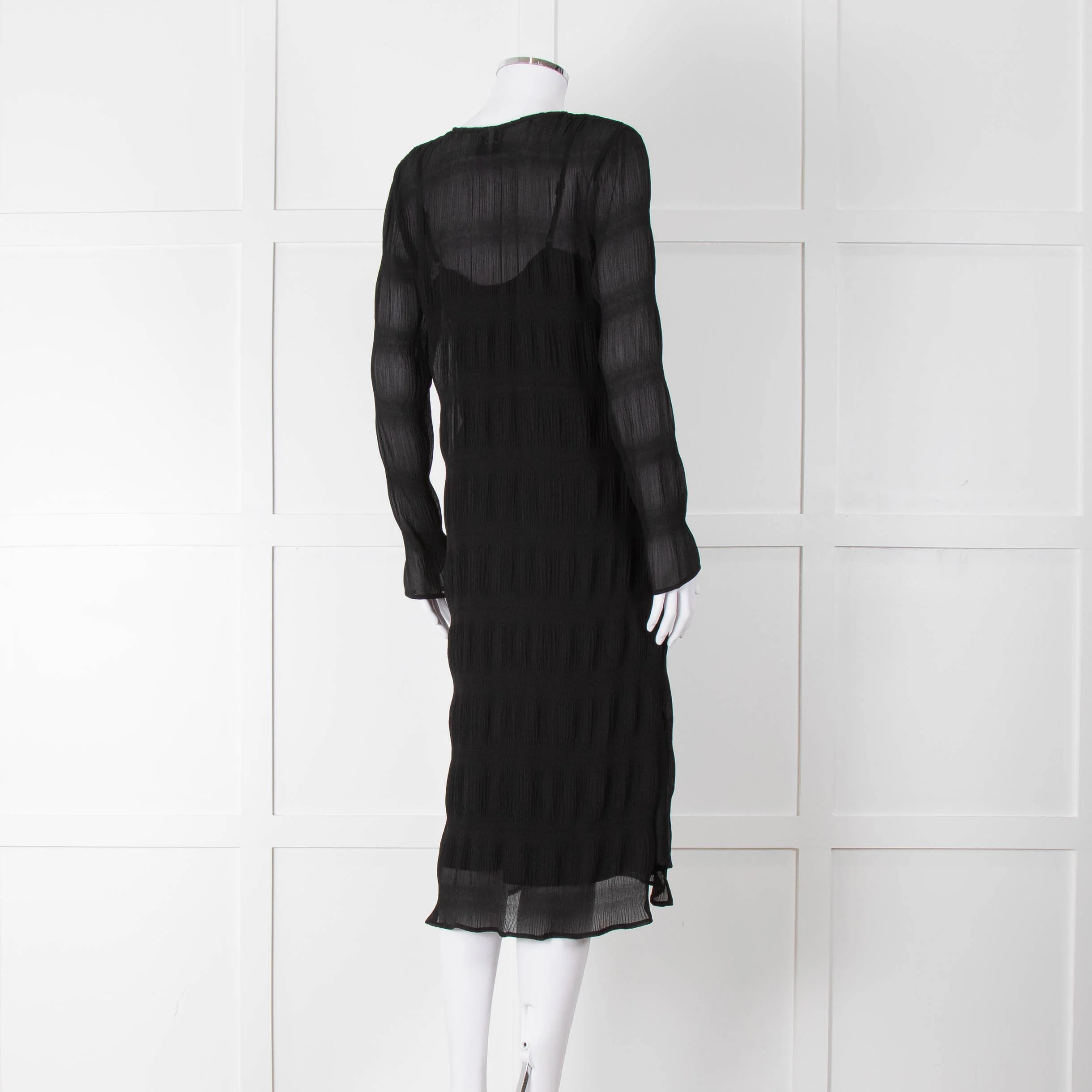 Just Female Black Sheer Dress With Black Slip - Image 4