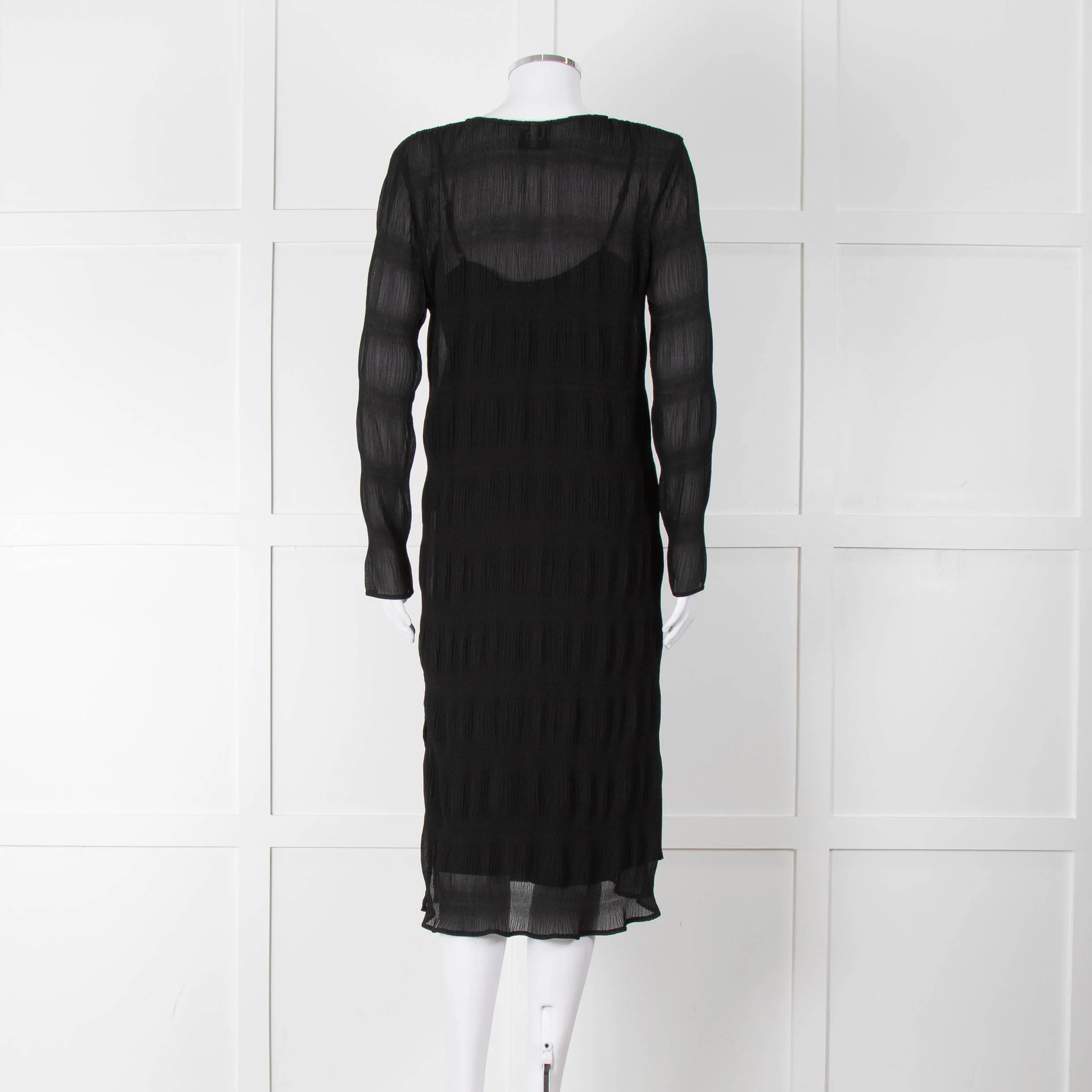 Just Female Black Sheer Dress With Black Slip - Image 5