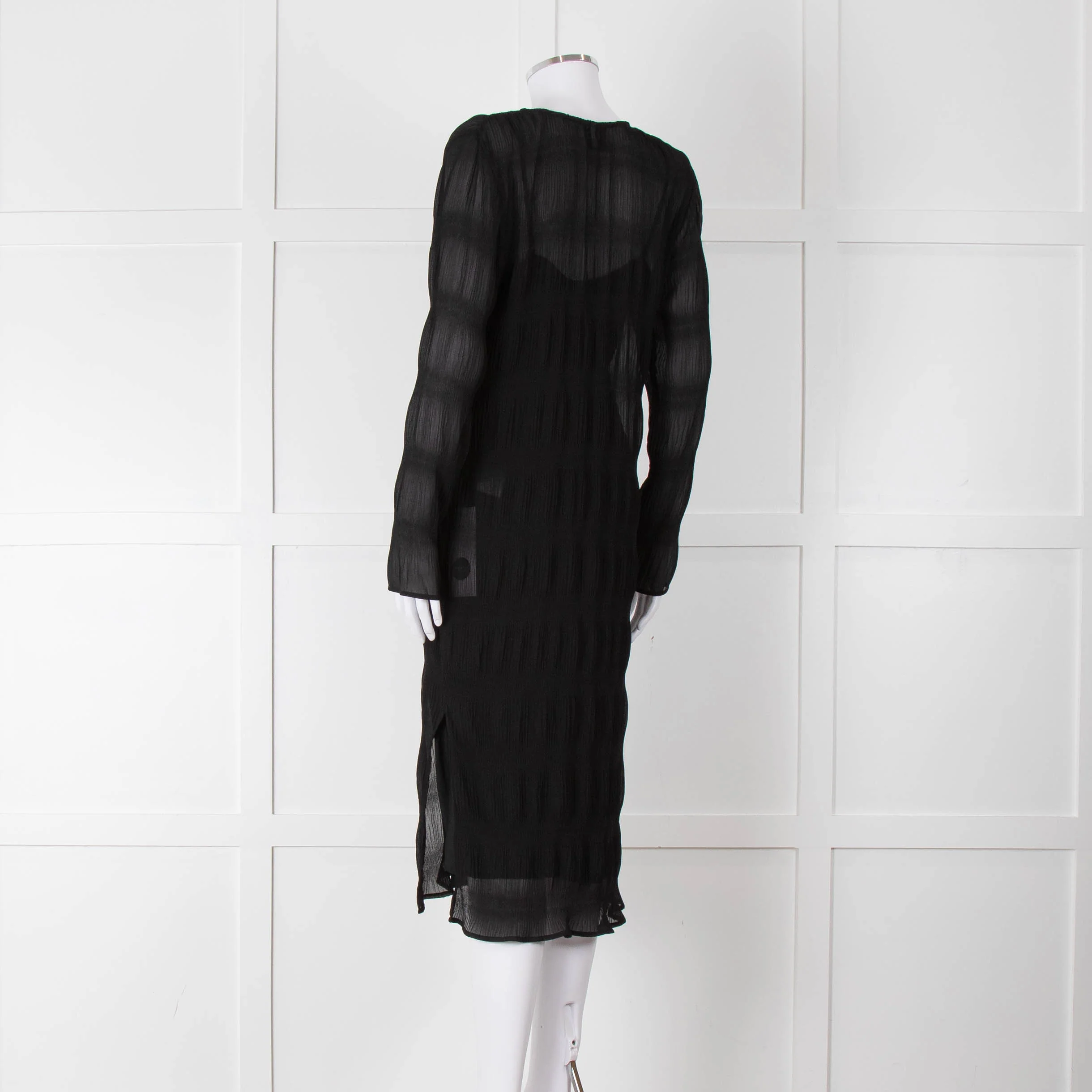 Just Female Black Sheer Dress With Black Slip - Image 6