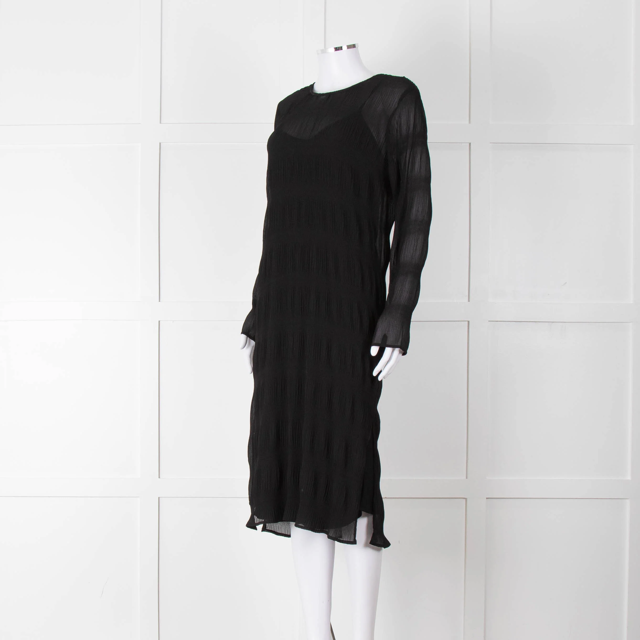 Just Female Black Sheer Dress With Black Slip - Image 8