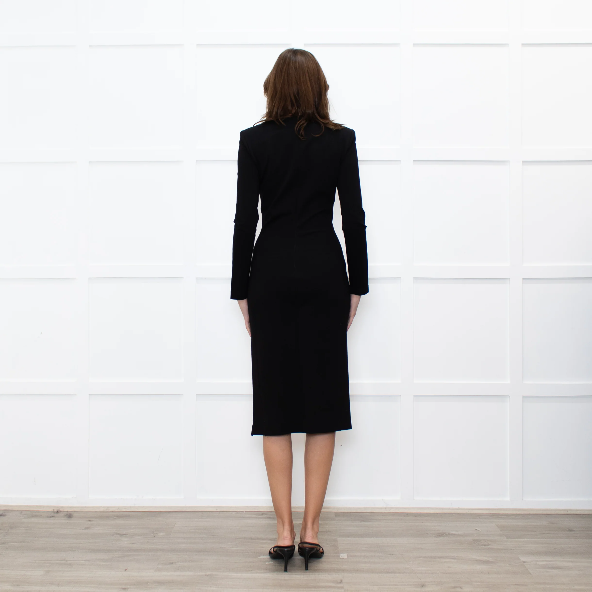 Just Cavalli Black Dress with Shoulder Pads and Long Sleeves - Image 5