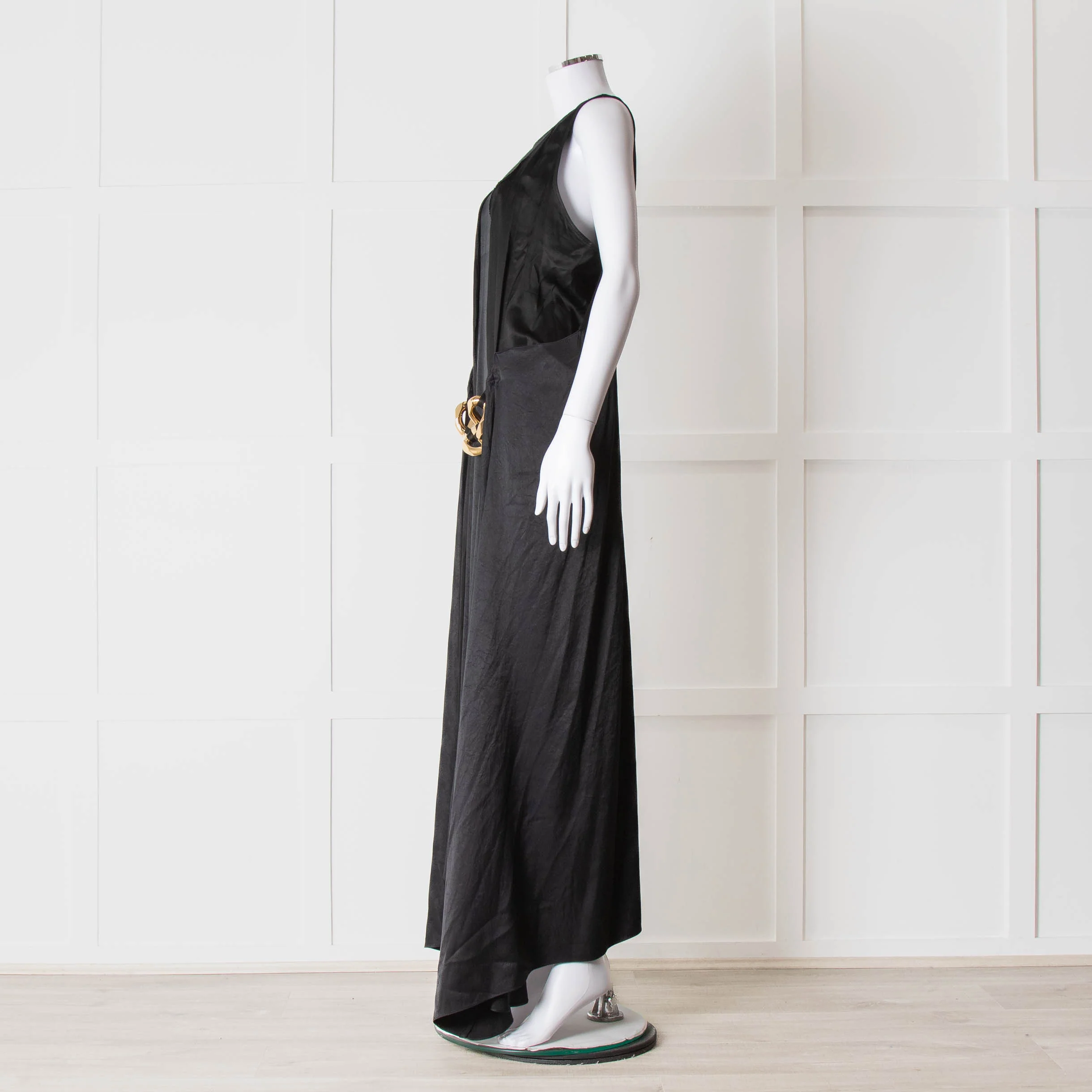JW Anderson Black Sleeveless Midi Dress with Chunky Chain Waist - Image 7