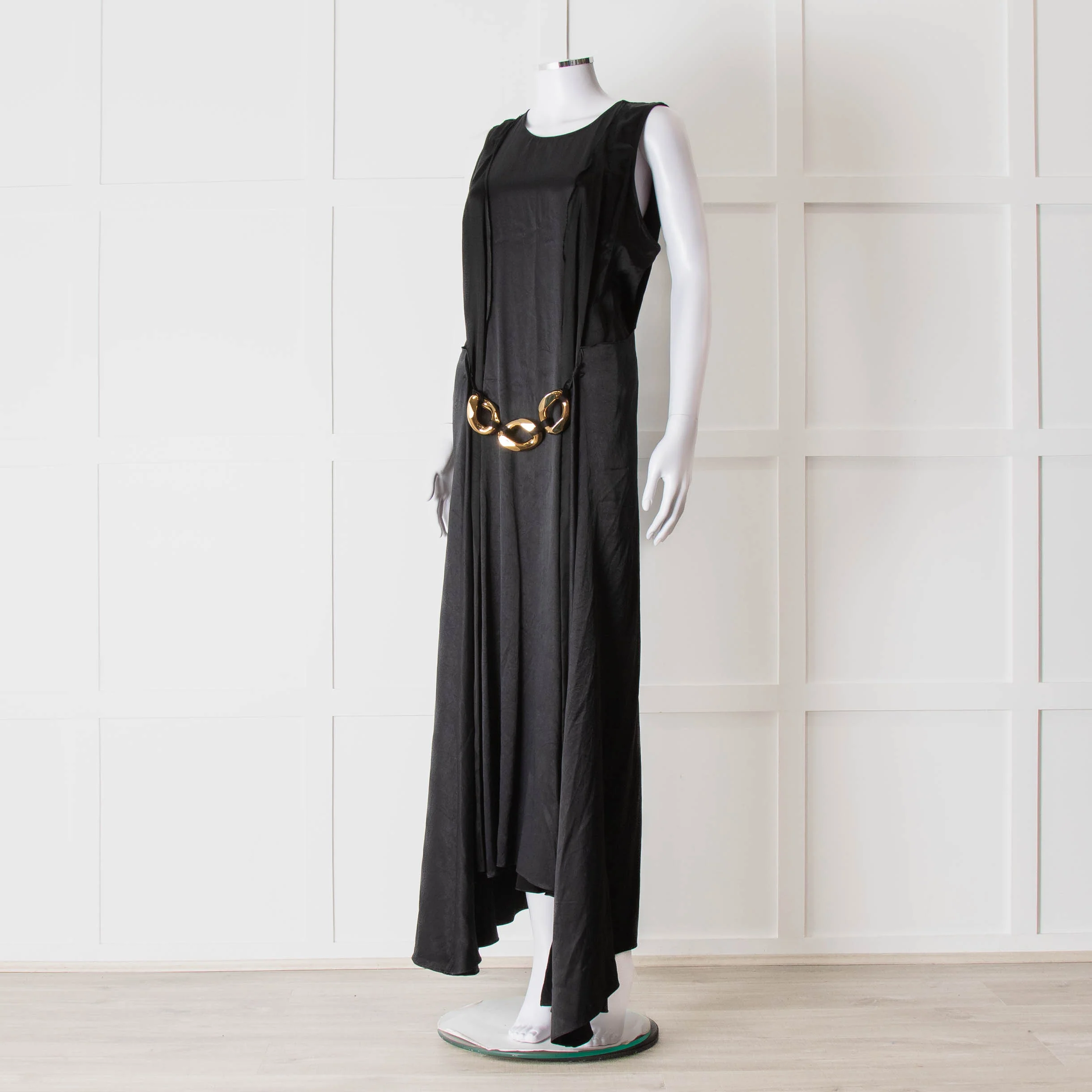 JW Anderson Black Sleeveless Midi Dress with Chunky Chain Waist - Image 8