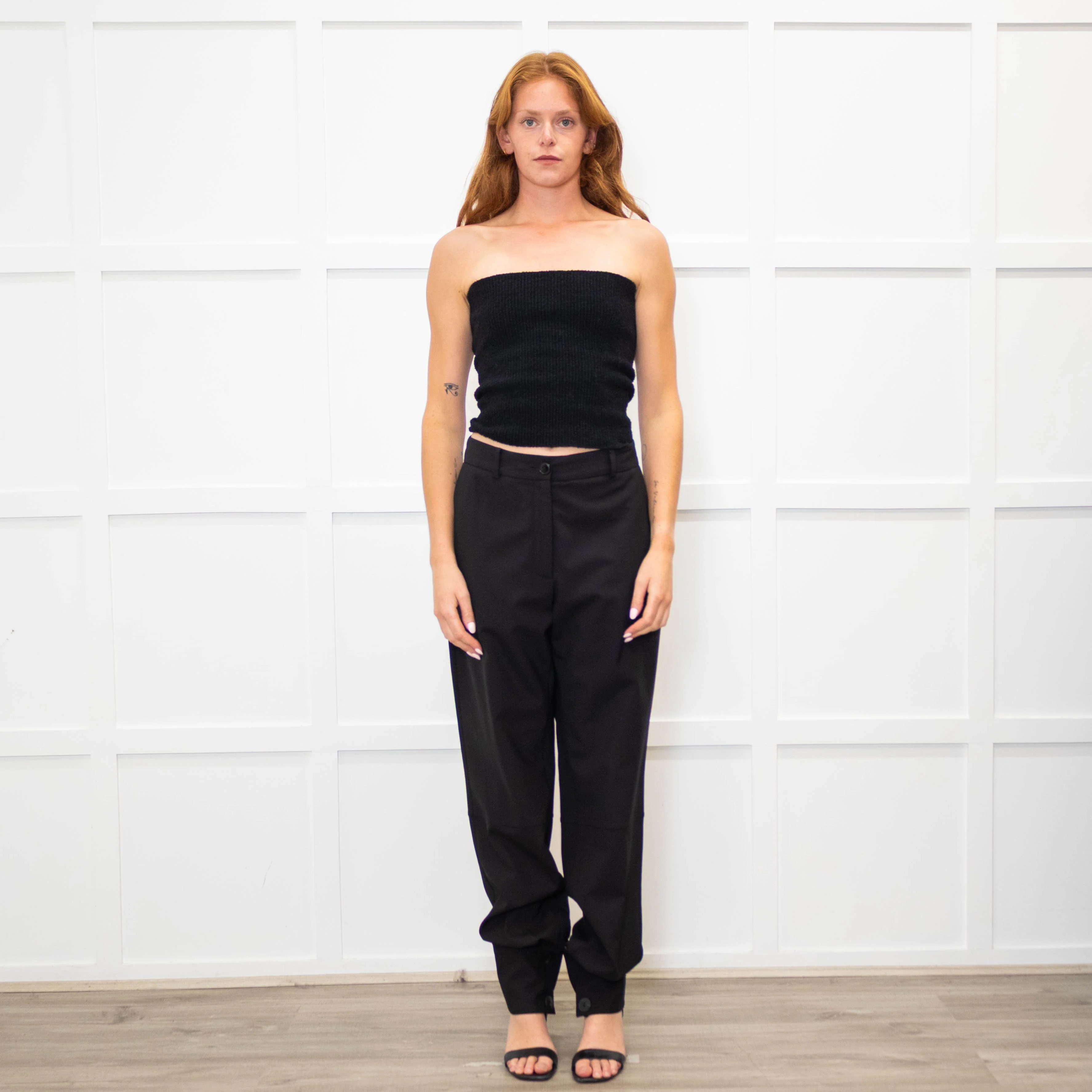 JW Anderson Black Wool Cuff Hem Trousers