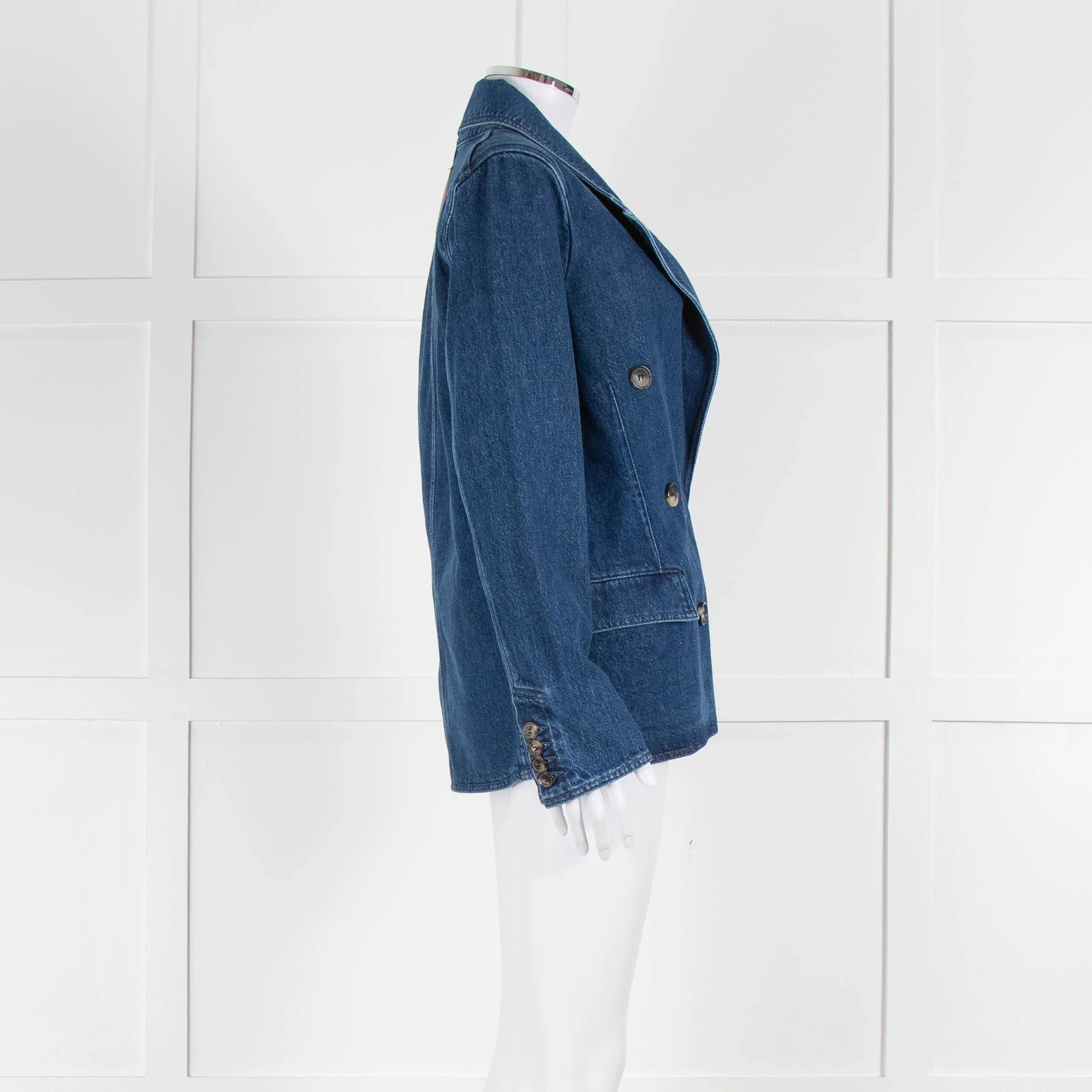 JW Anderson Blue Denim Logo Patch Blazer Jacket - Image 3