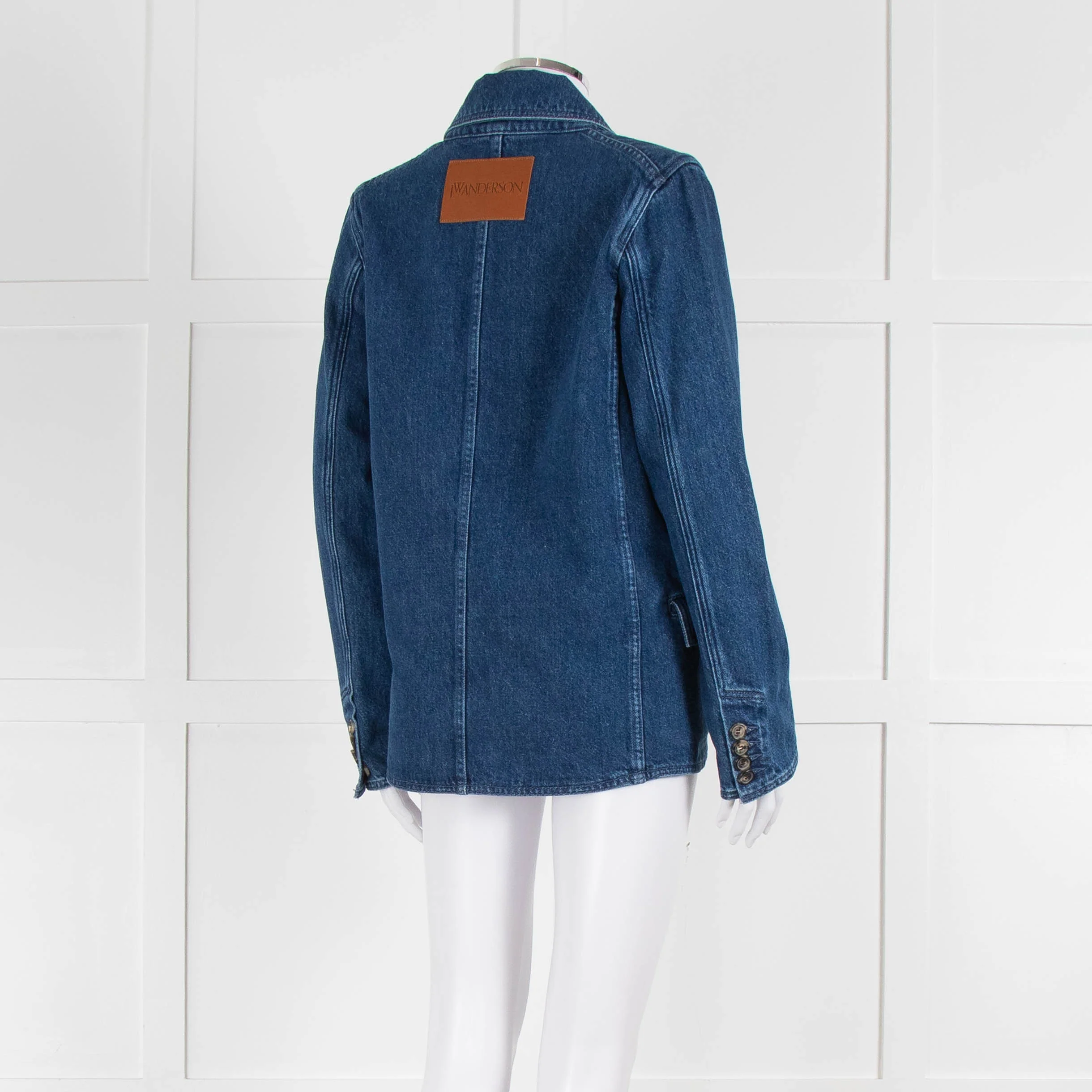 JW Anderson Blue Denim Logo Patch Blazer Jacket - Image 4