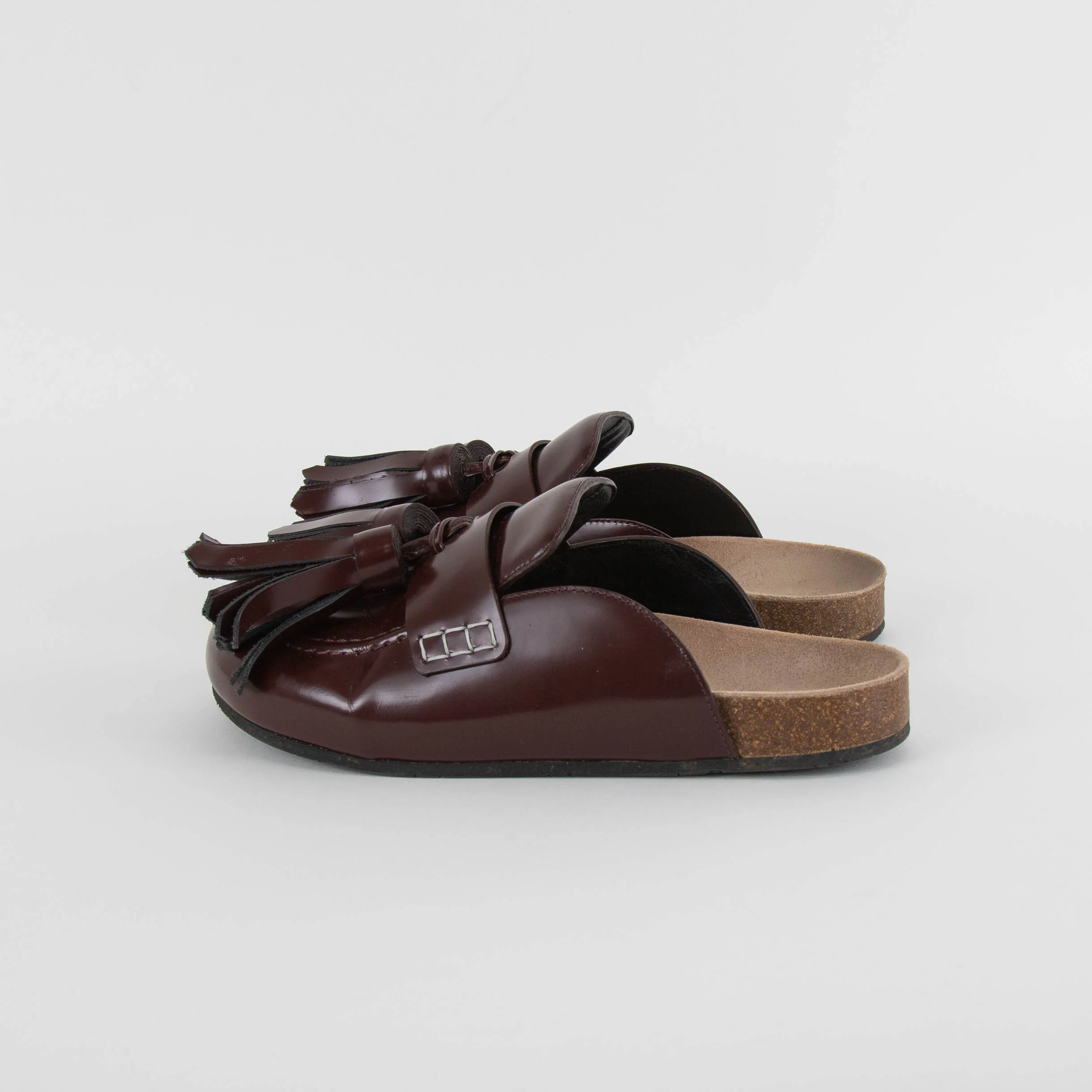 JW Anderson Burgundy Tassel Leather Mules - Image 4