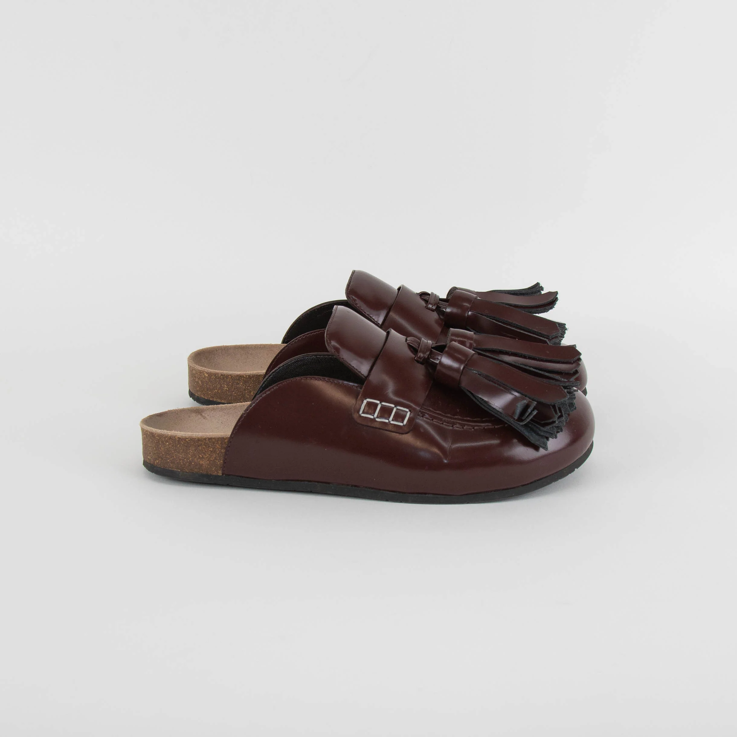JW Anderson Burgundy Tassel Leather Mules - Image 6