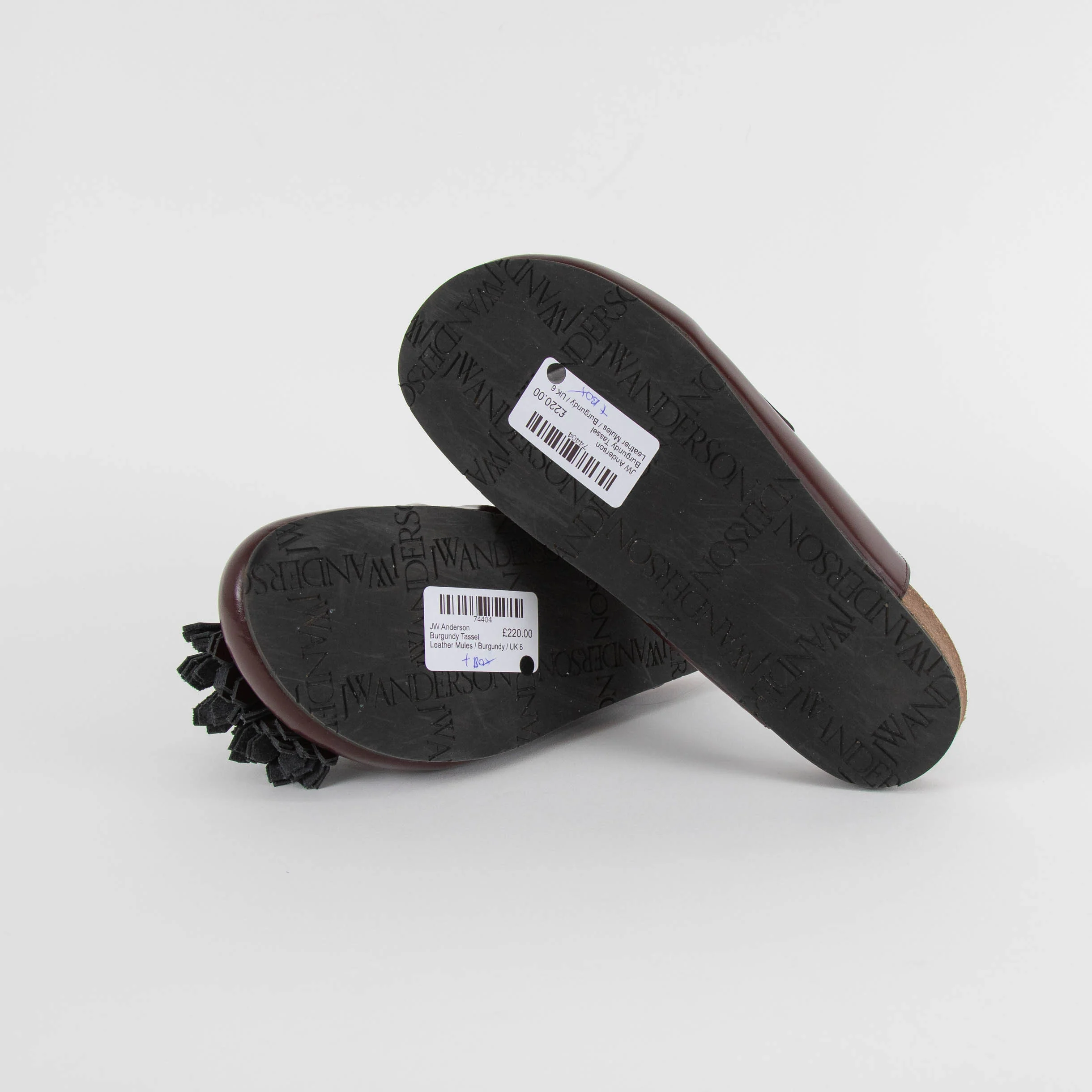 JW Anderson Burgundy Tassel Leather Mules - Image 7