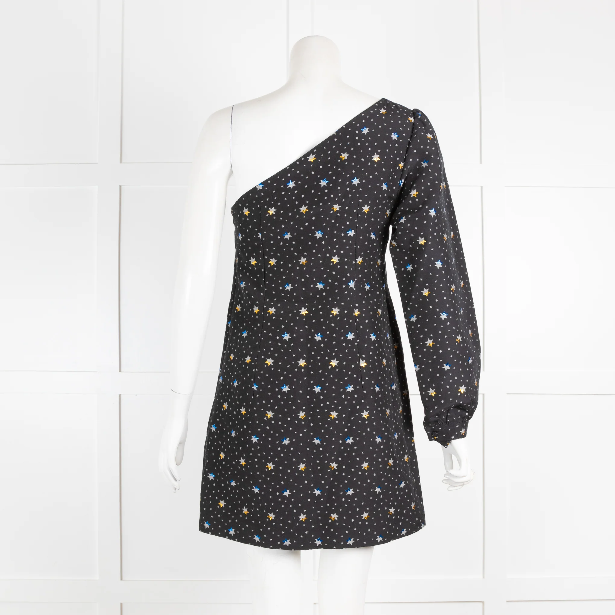Kage Black Off the Should Mini Dress with Stars - Image 3