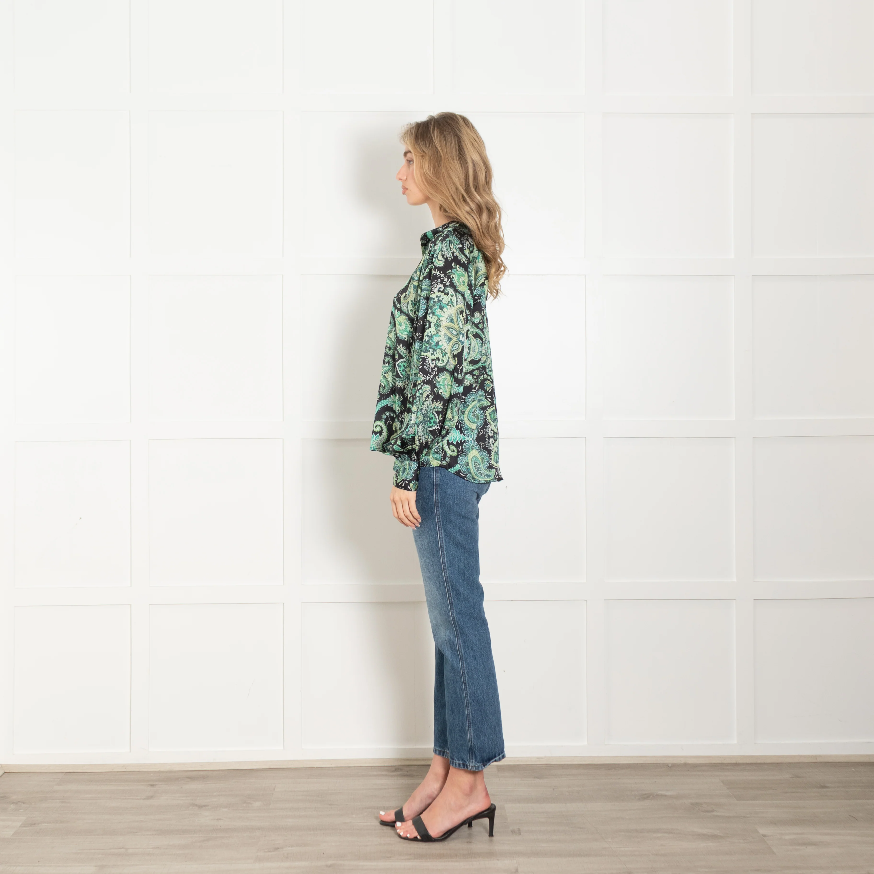 Karmamia Black Green Floral Paisley Blouse - Image 4